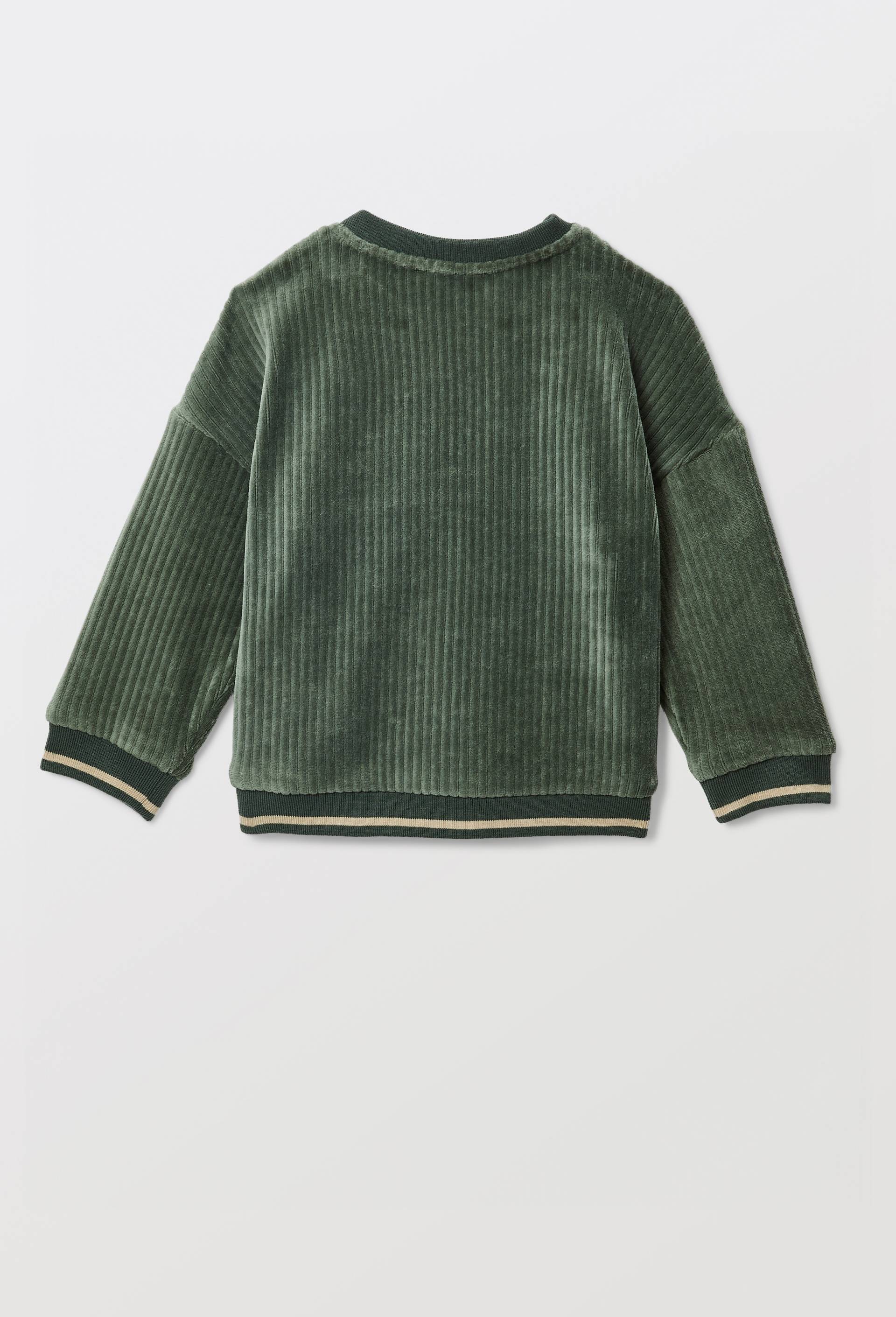 Sweat uni en velours maille contenant du coton, Vert, large image number 2