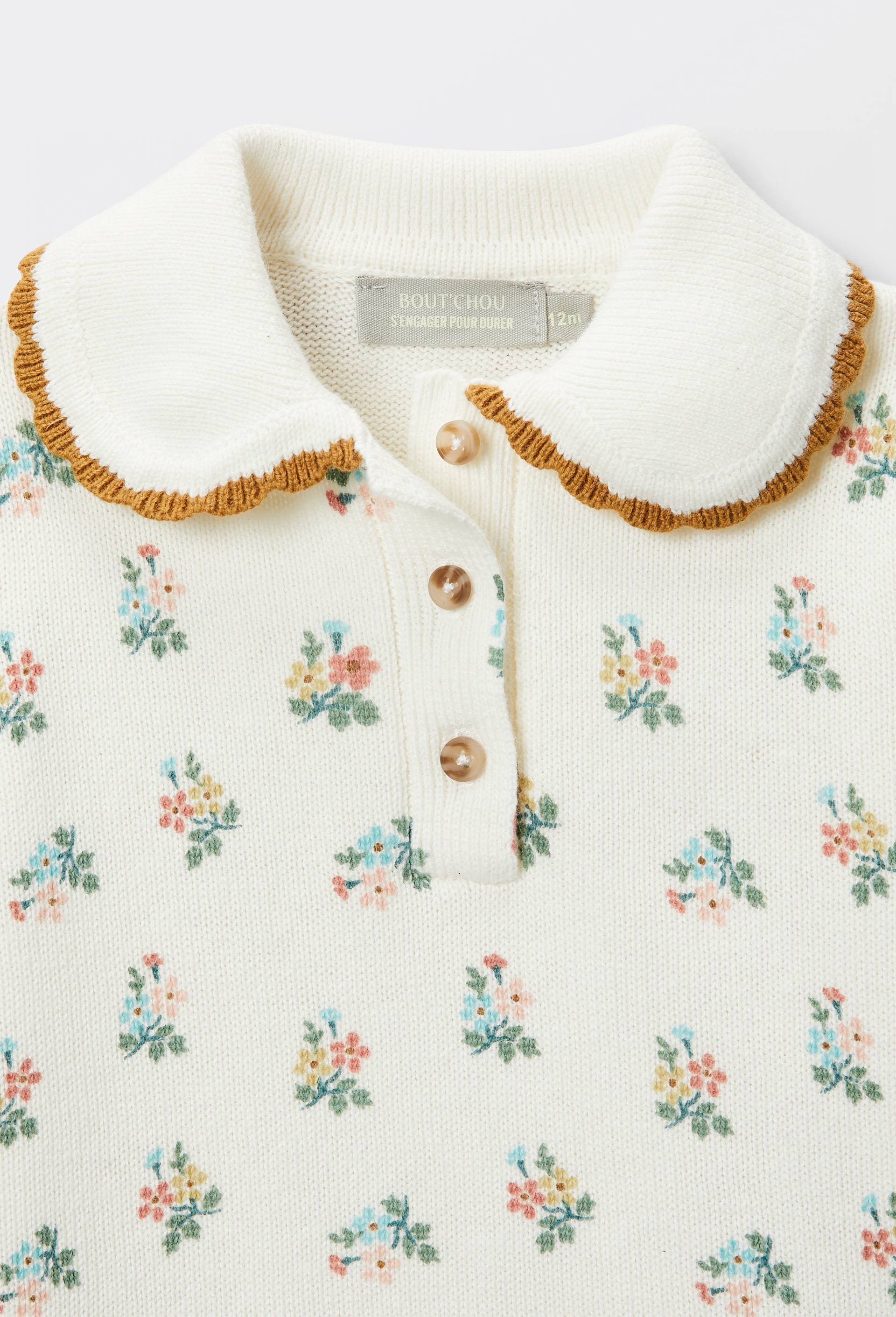 Pull imprim&eacute; &agrave; col fantaisie contenant de la laine, Beige clair, large image number 4
