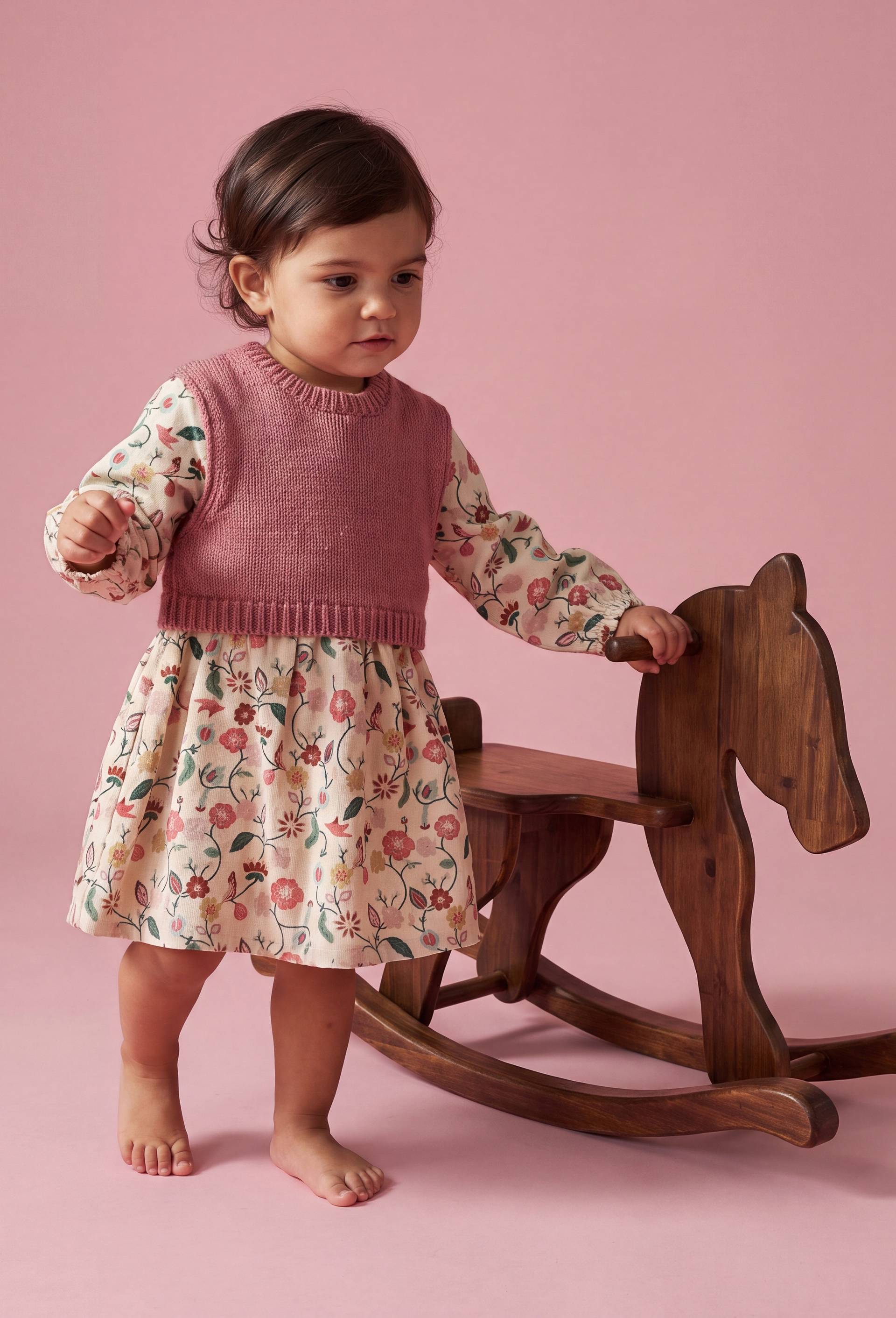 Robe bi-mati&egrave;re unie et imprim&eacute;e doubl&eacute;e contenant du coton, Beige clair, large image number 0
