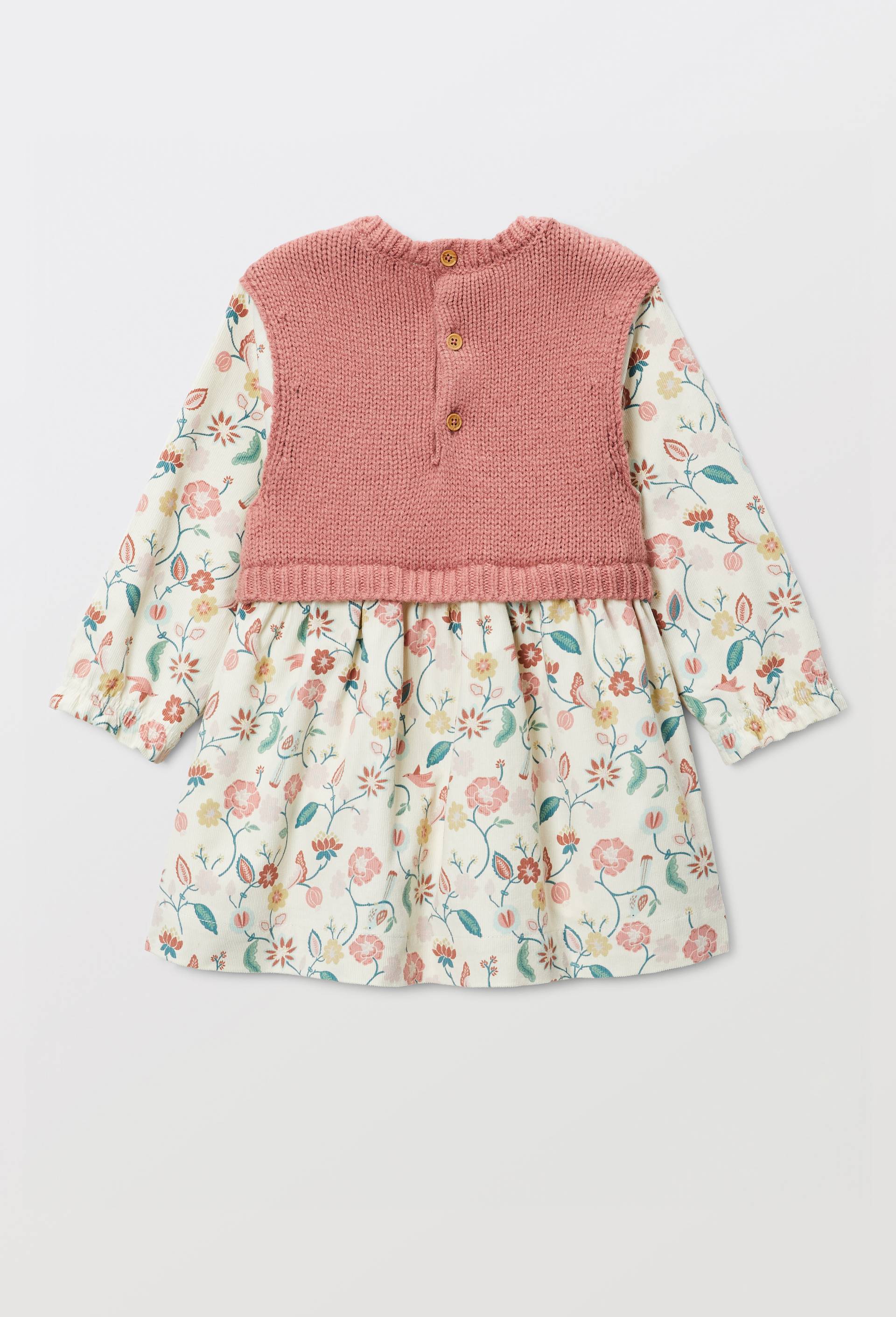 Robe bi-mati&egrave;re unie et imprim&eacute;e doubl&eacute;e contenant du coton, Beige clair, large image number 4