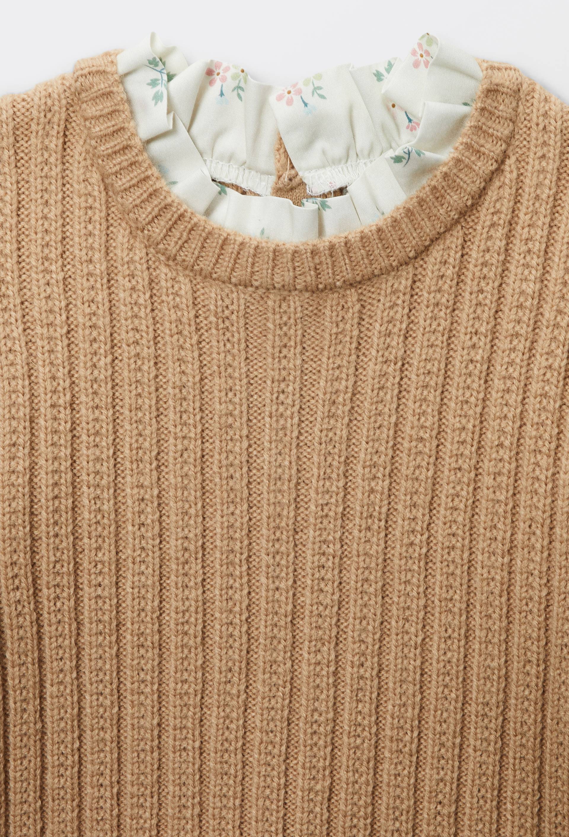 Pull 2 en 1 sans manches avec blouse imprim&eacute;e, Beige, large image number 3.0