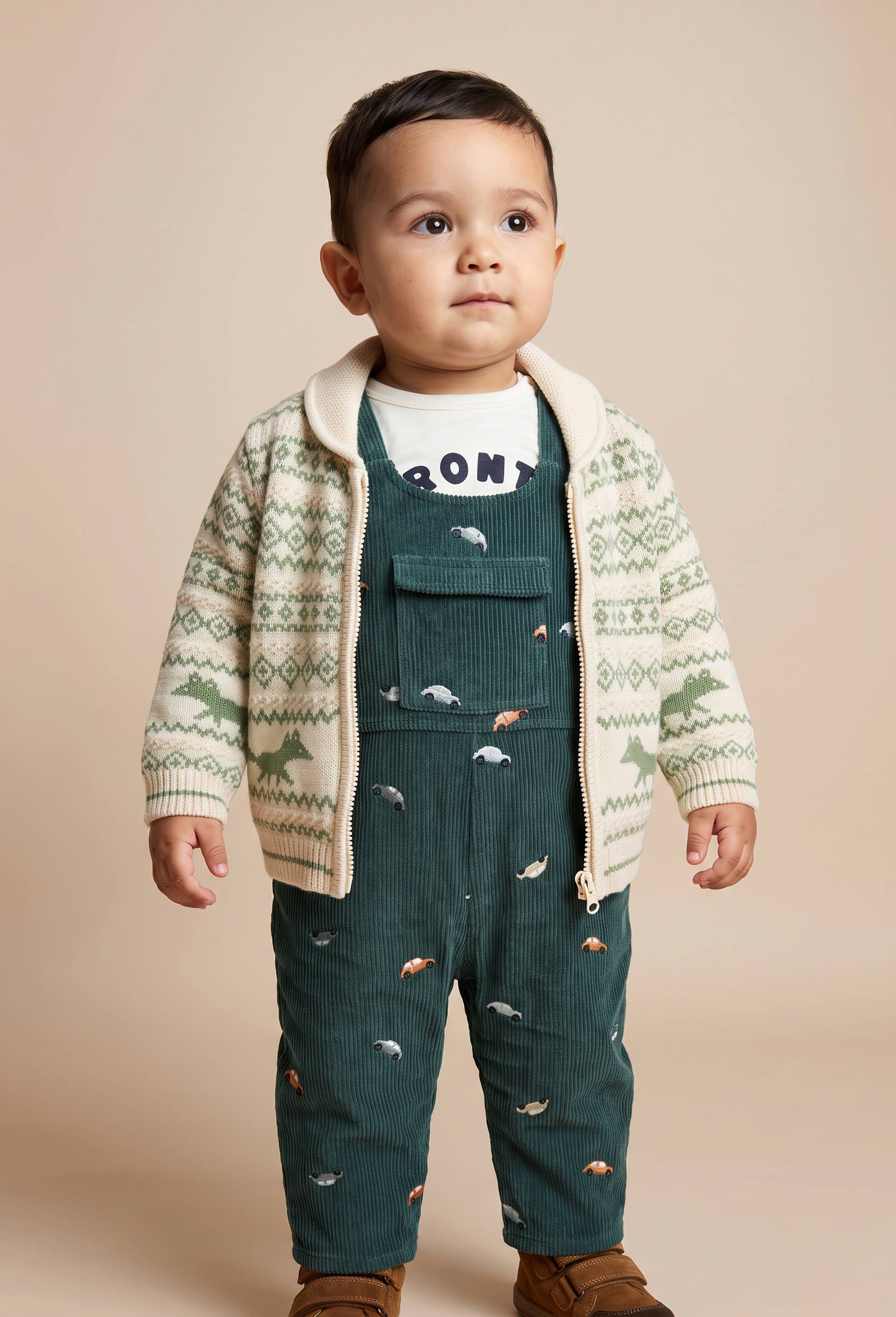Cardigan tricot jacquard imprim&eacute;, Vert, large image number 0.0
