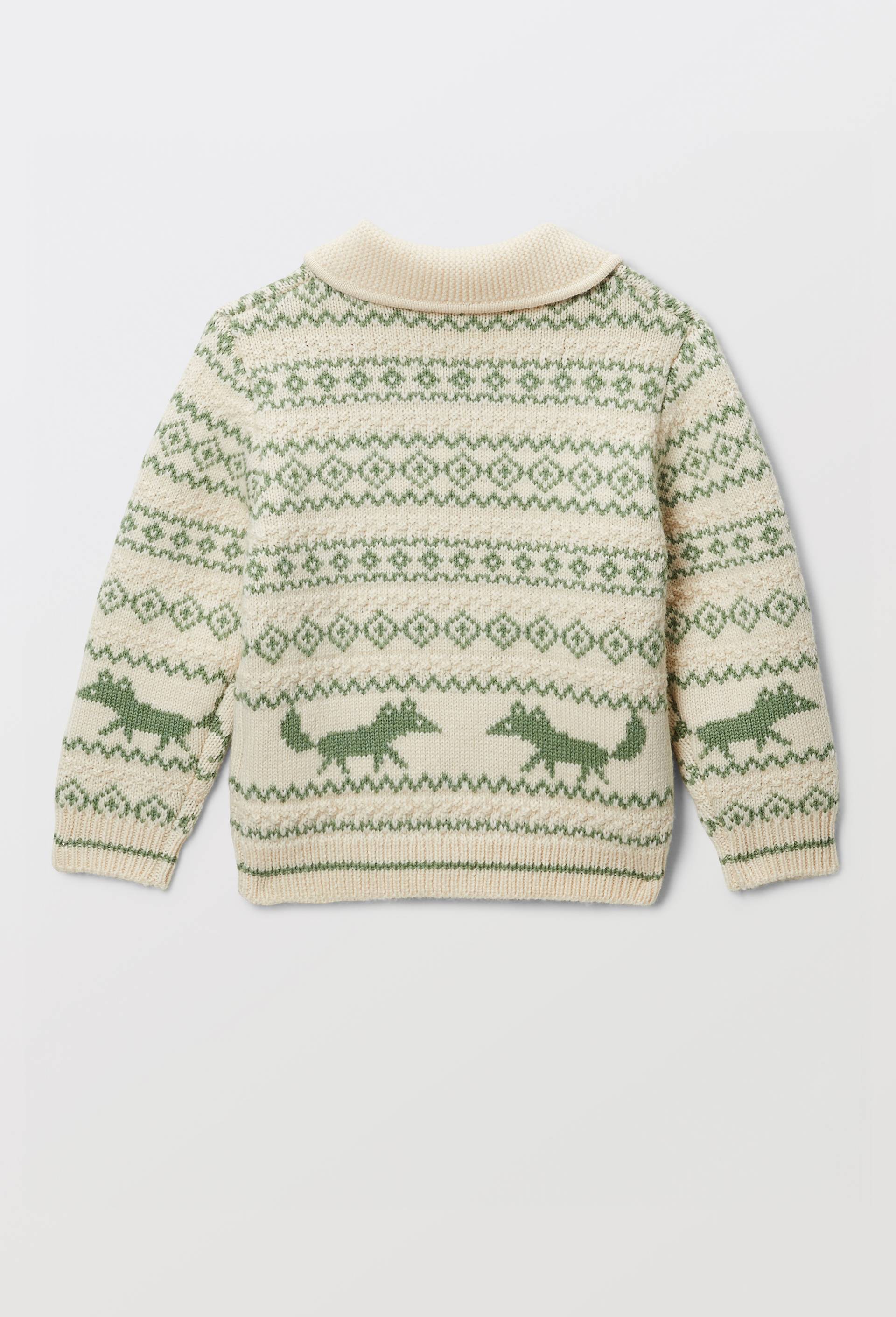 Cardigan tricot jacquard imprim&eacute;, Vert, large image number 2.0