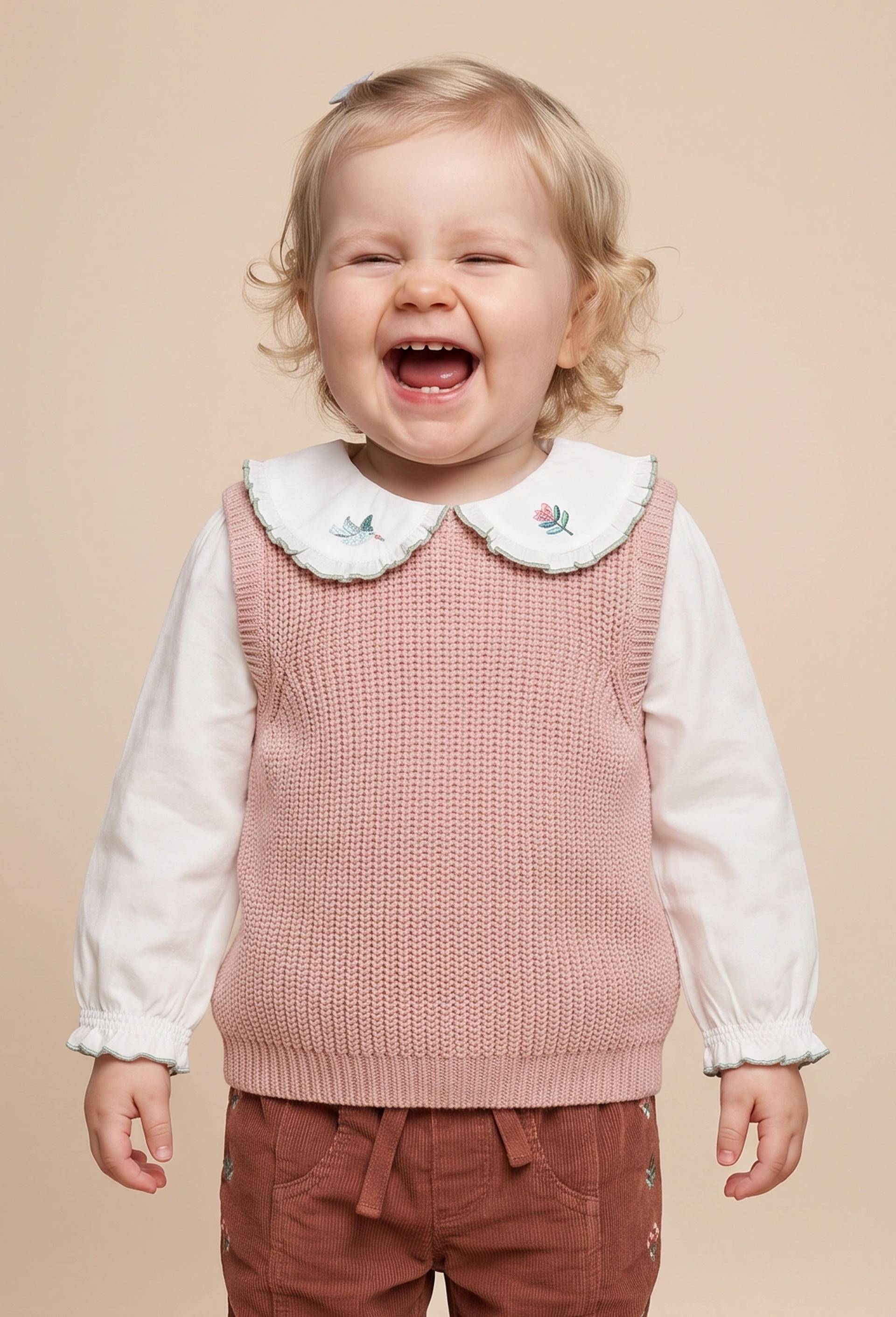 Pull 2 en 1 sans manches avec blouse unie, Ecru, large image number 0