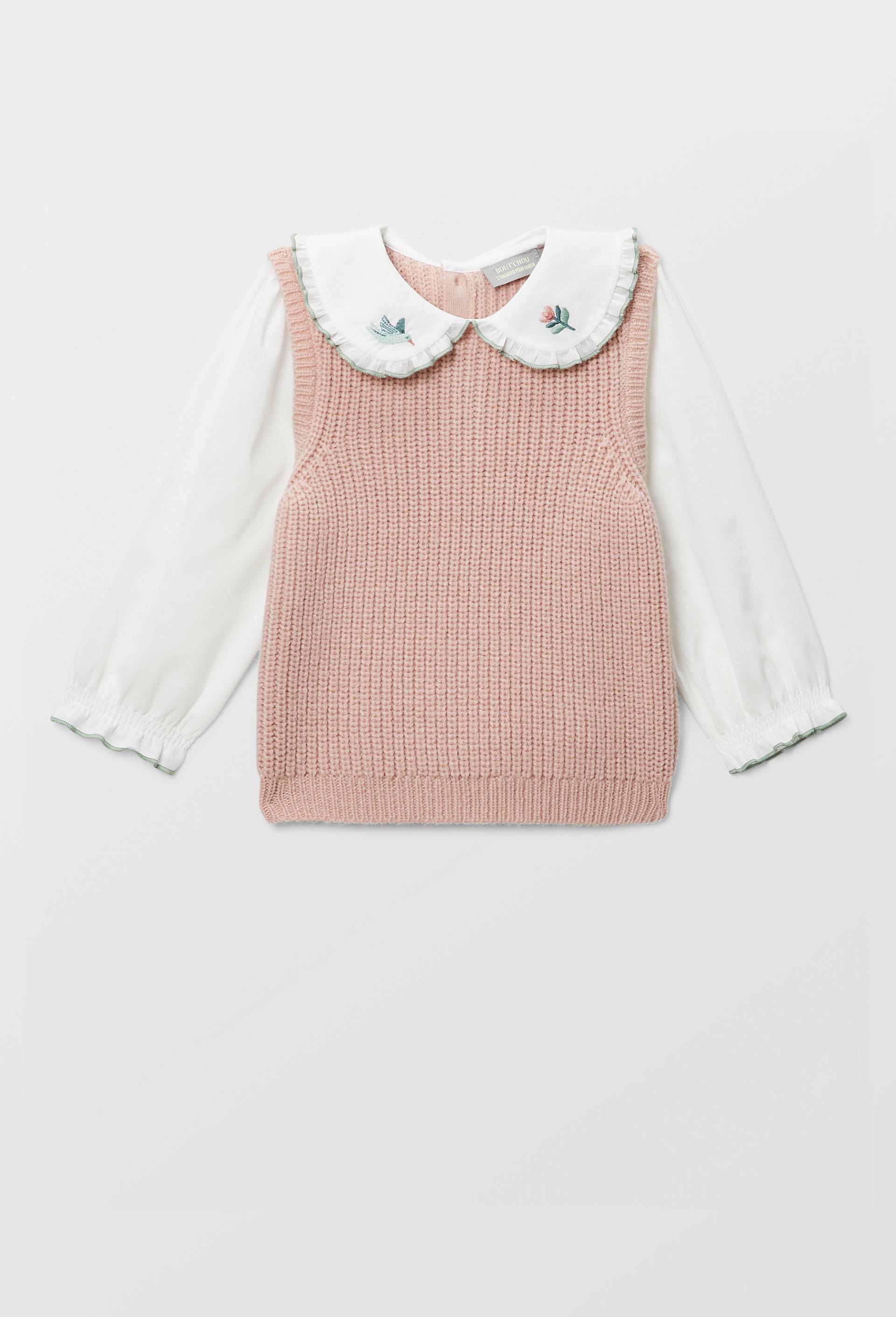 Pull 2 en 1 sans manches avec blouse unie, Ecru, large image number 1