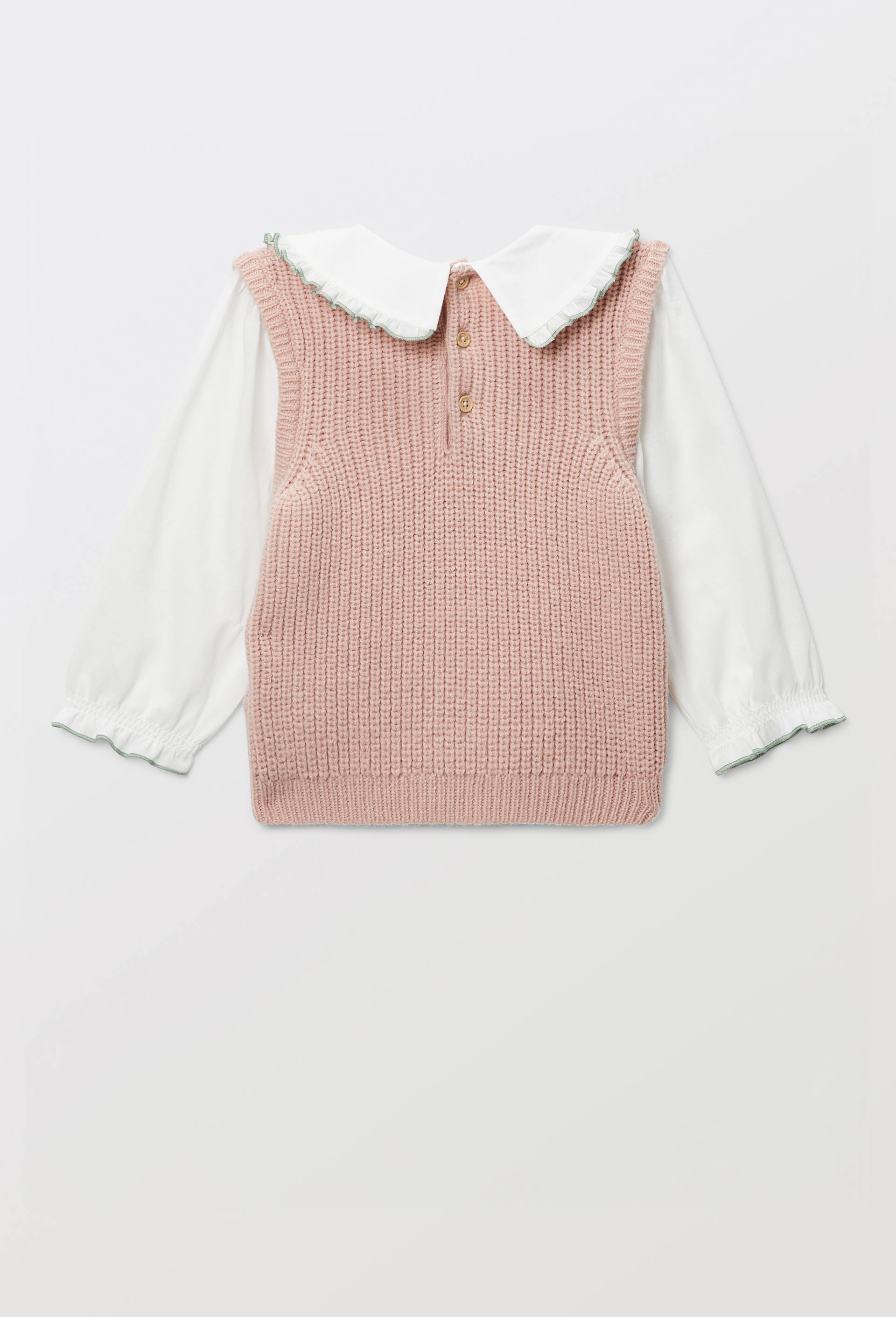 Pull 2 en 1 sans manches avec blouse unie, Ecru, large image number 2.0