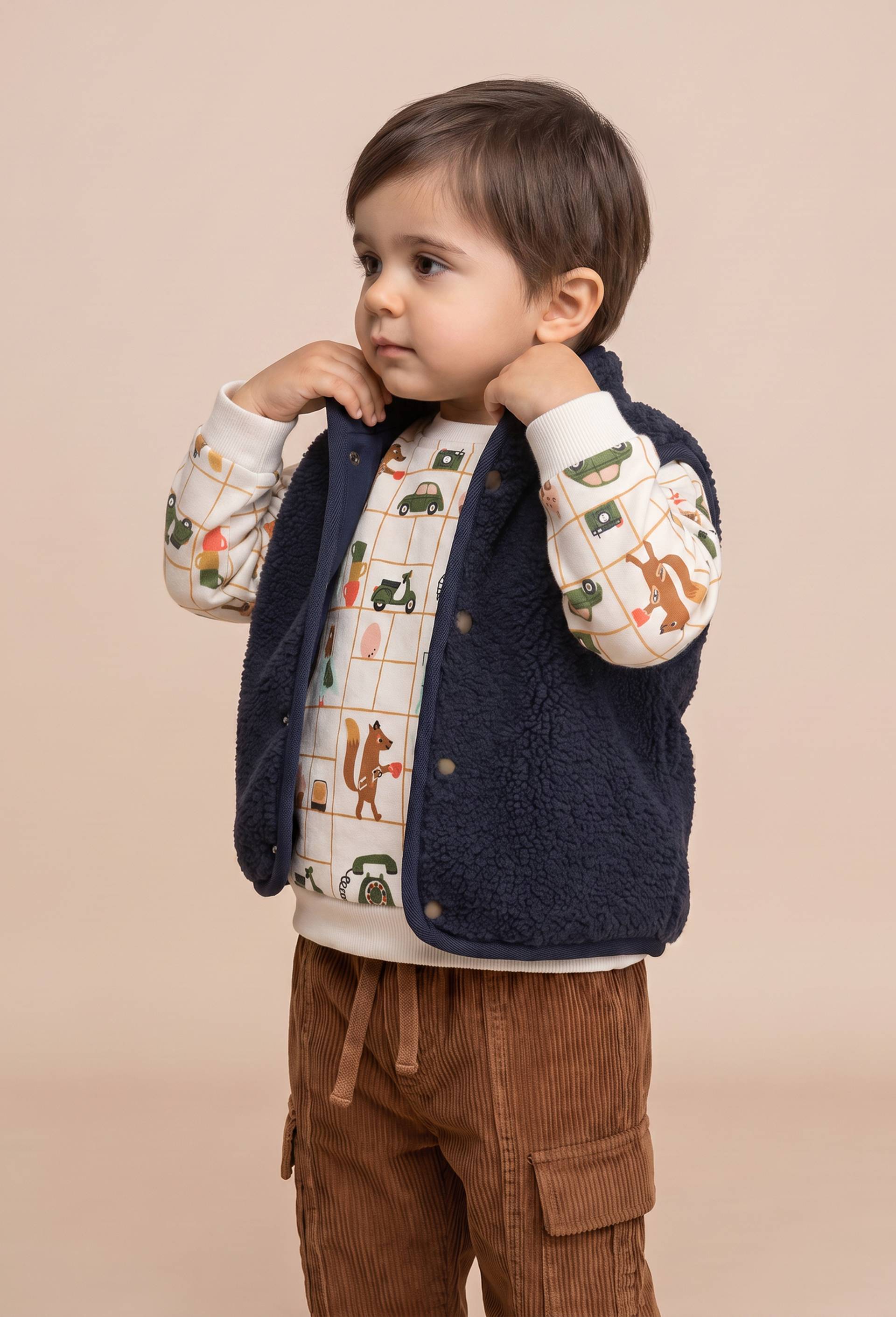 Sweat imprim&eacute; en coton BIO GOTS, Beige clair, large image number 1.0