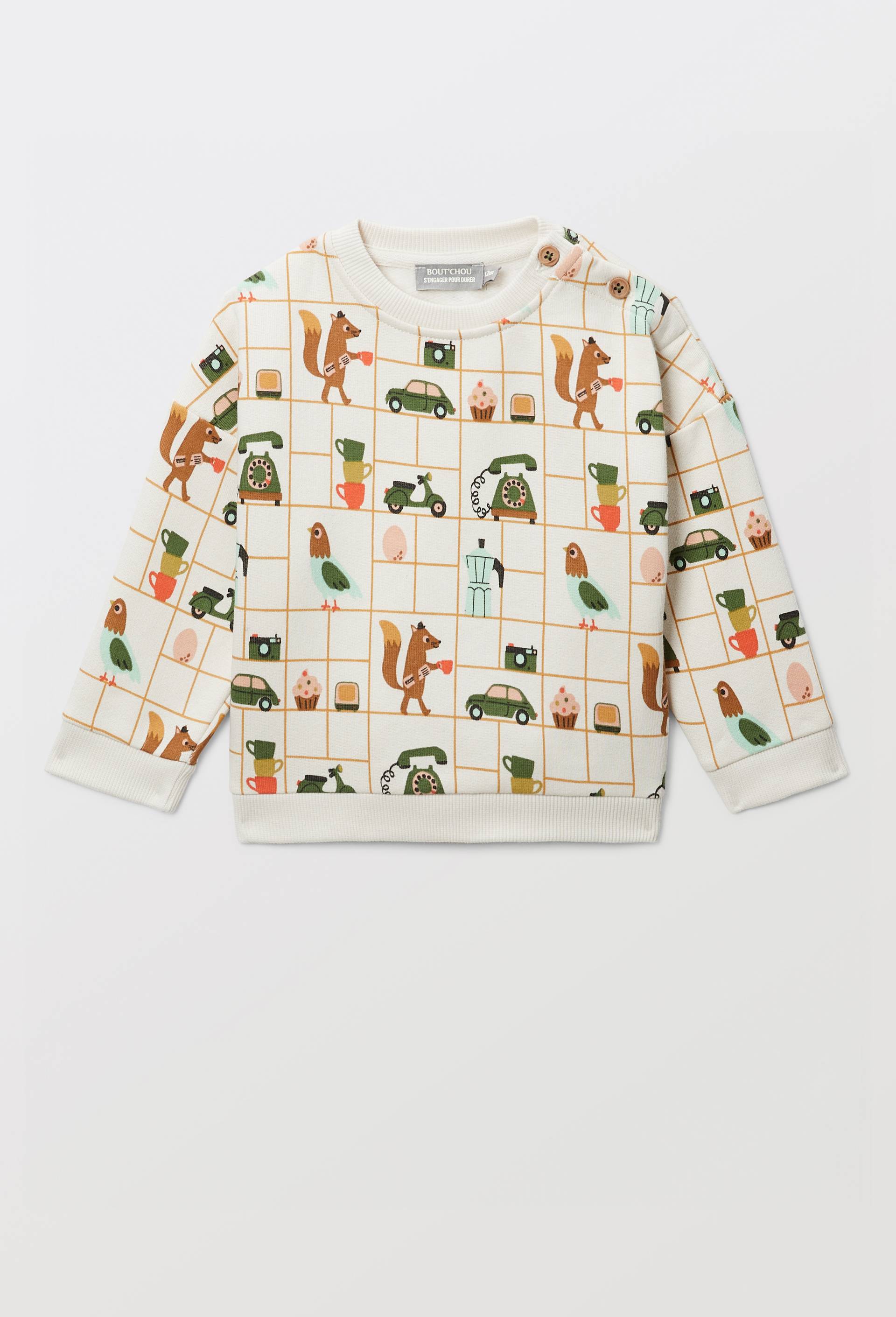 Sweat imprim&eacute; en coton BIO GOTS, Beige clair, large image number 2
