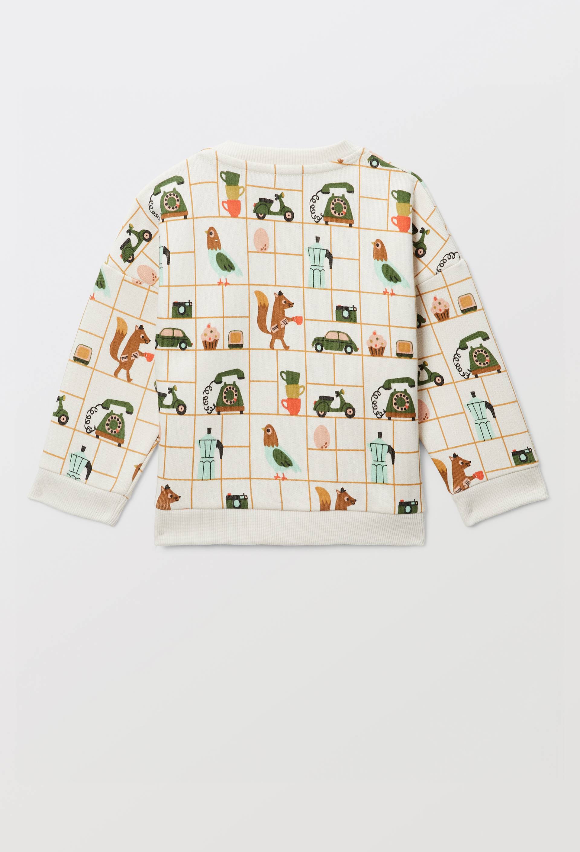 Sweat imprim&eacute; en coton BIO GOTS, Beige clair, large image number 3.0