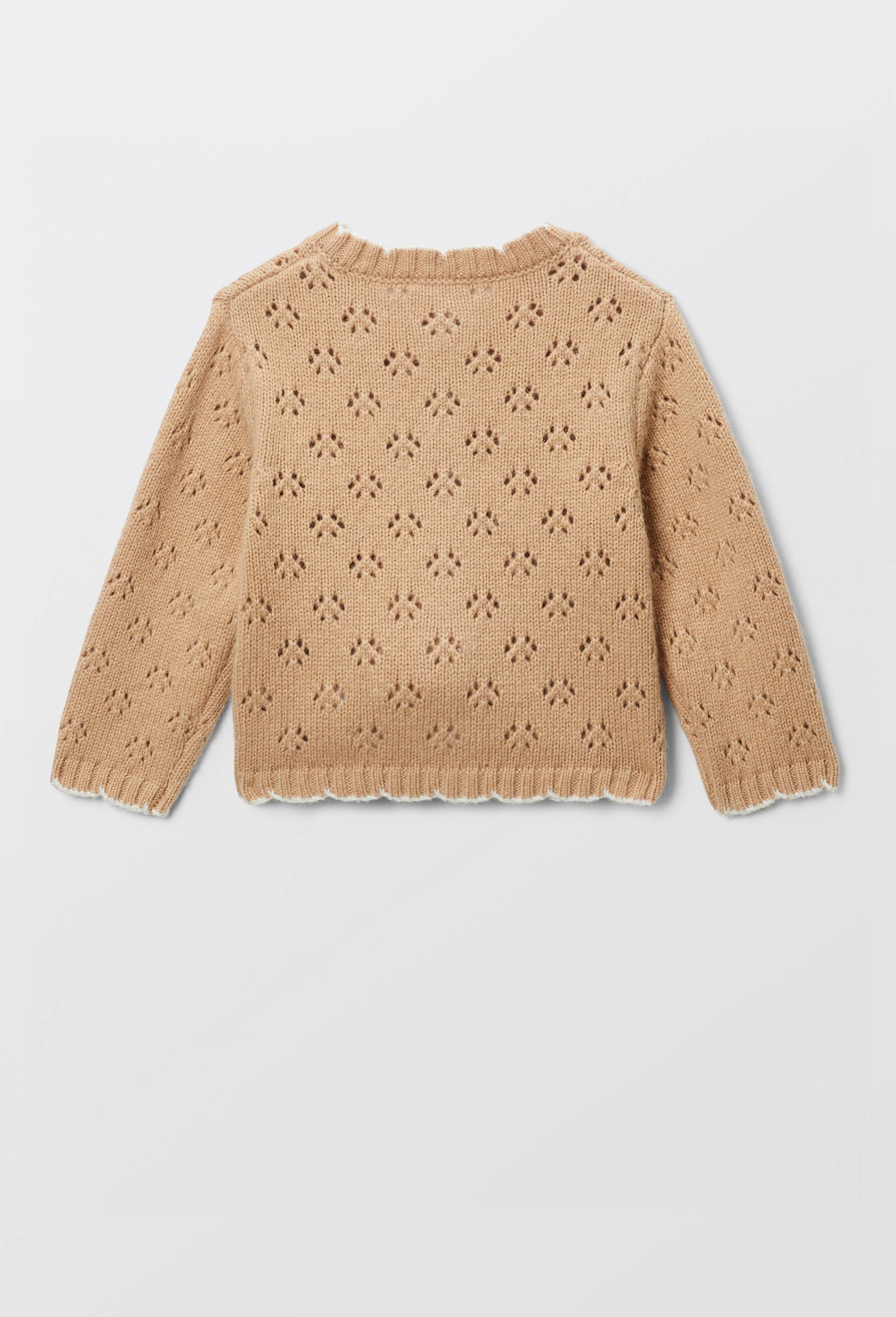 Cardigan tricot point fantaisie contenant de la laine, Beige, large image number 2.0
