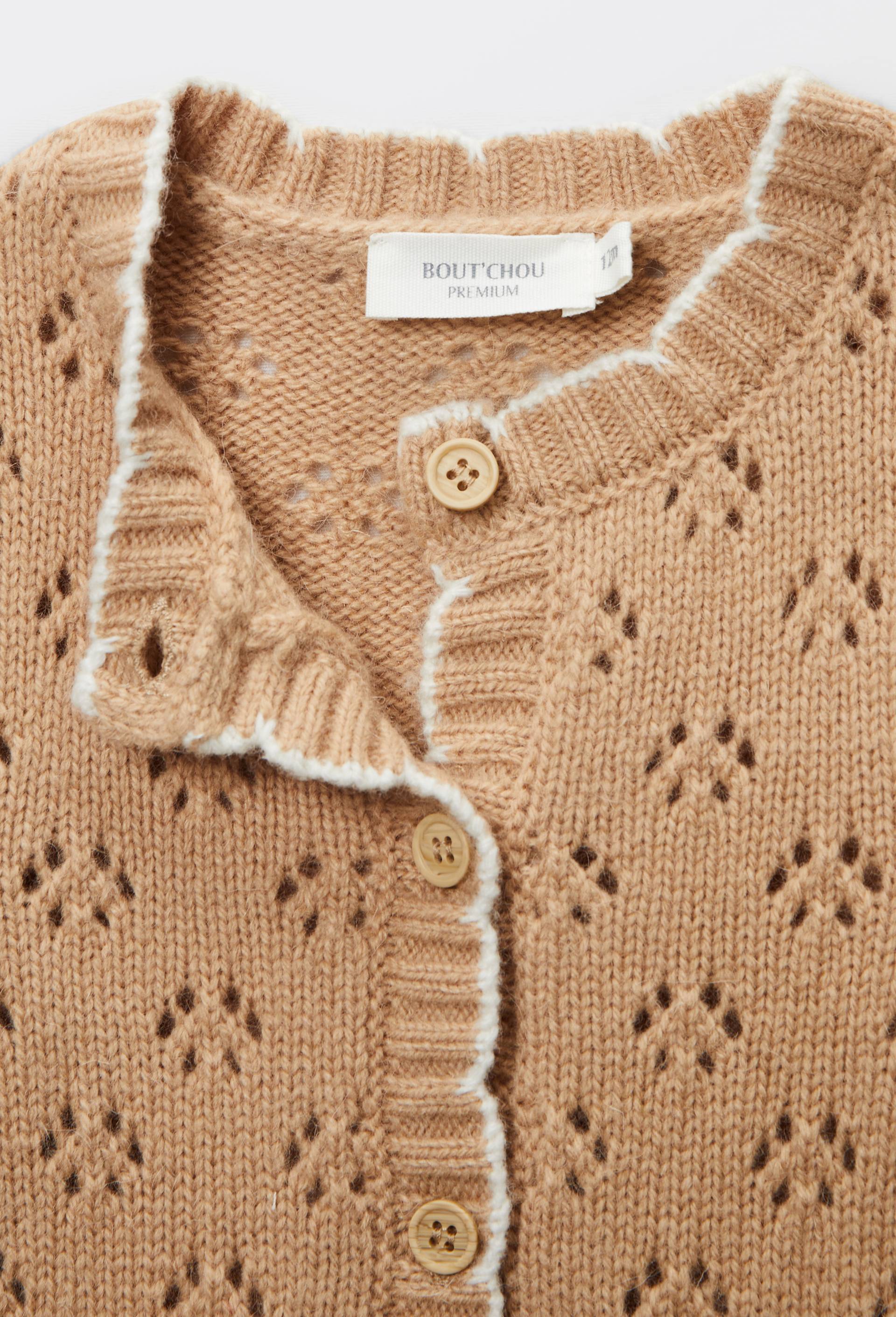 Cardigan tricot point fantaisie contenant de la laine, Beige, large image number 3