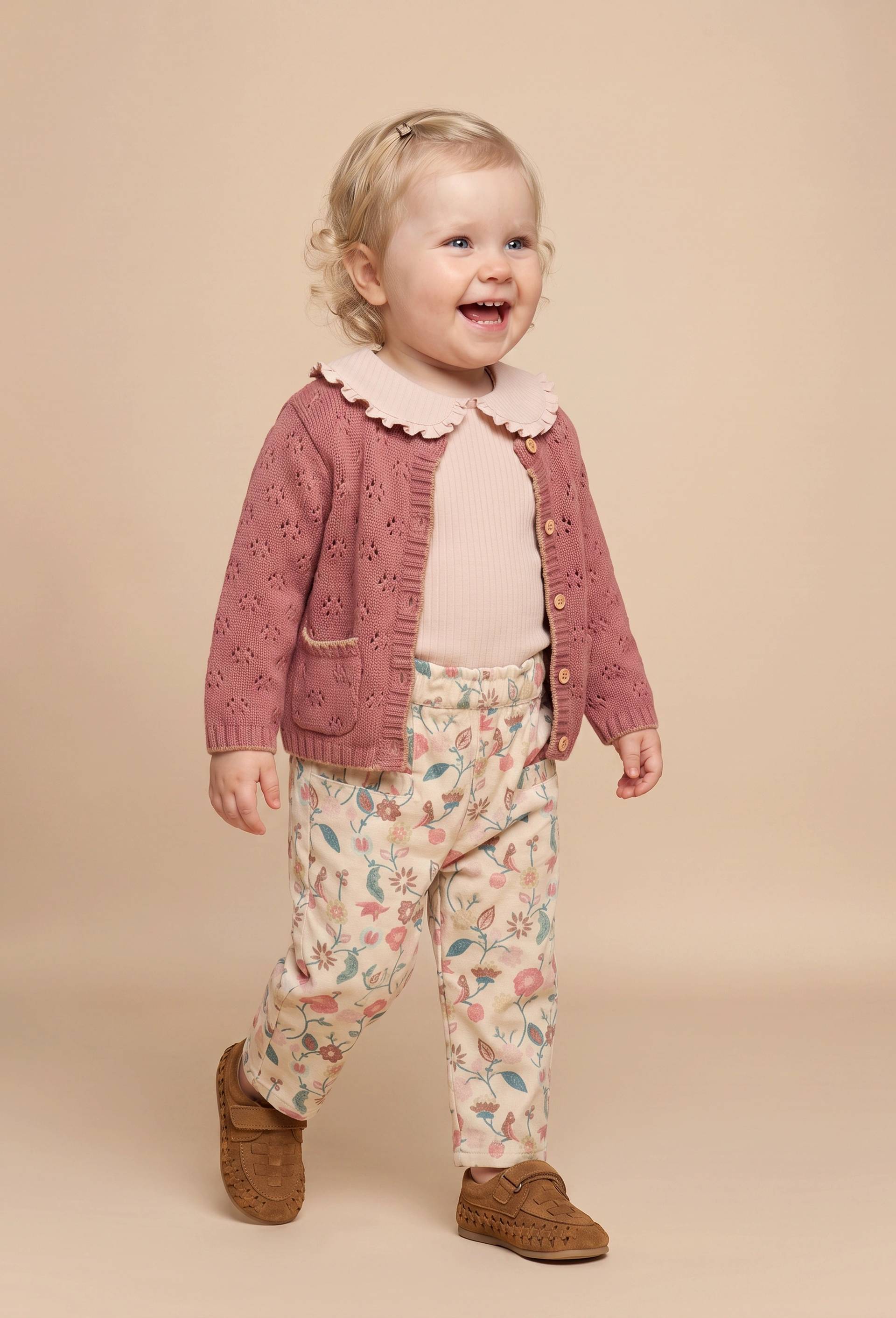 Cardigan tricot point fantaisie contenant de la laine, Rose fonc&eacute;, large image number 0.0