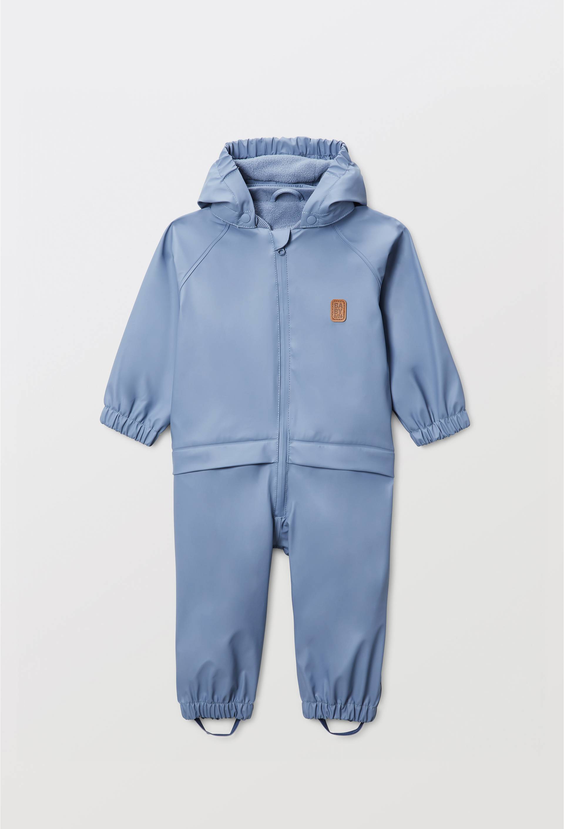 Combinaison de pluie unie avec capuche amovible doubl&eacute;e en polaire avec du polyester recycl&eacute;, Bleu, large image number 0