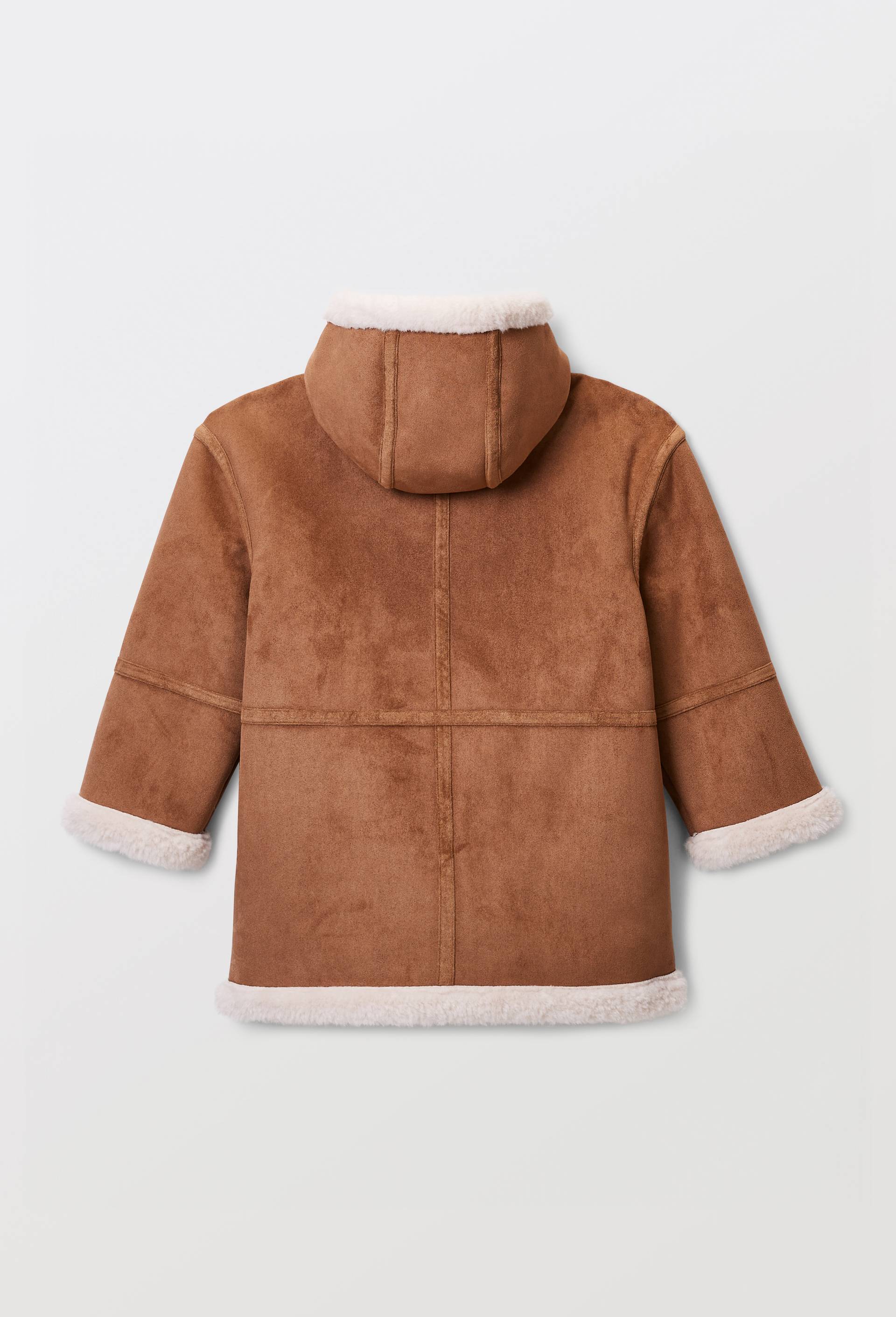 Manteau effet peau lain&eacute;e &agrave; capuche, Beige, large image number 2.0