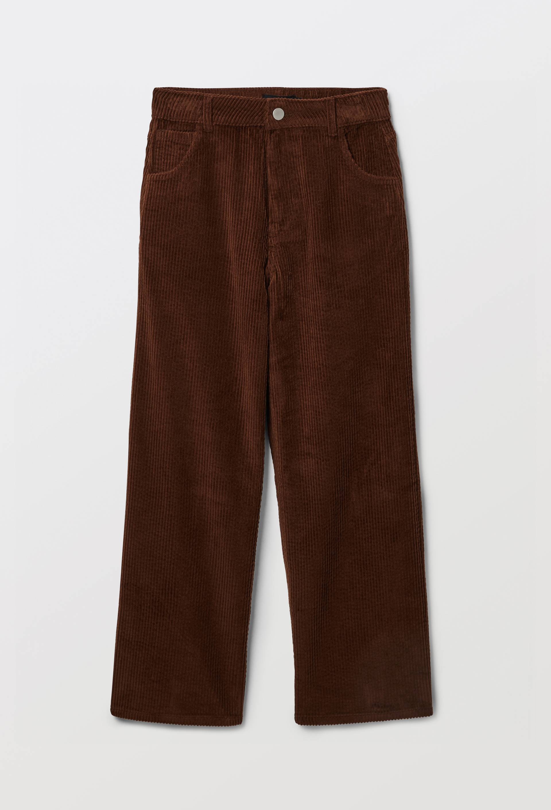 Pantalon large en velours c&ocirc;tel&eacute; en coton, Brun, large image number 1