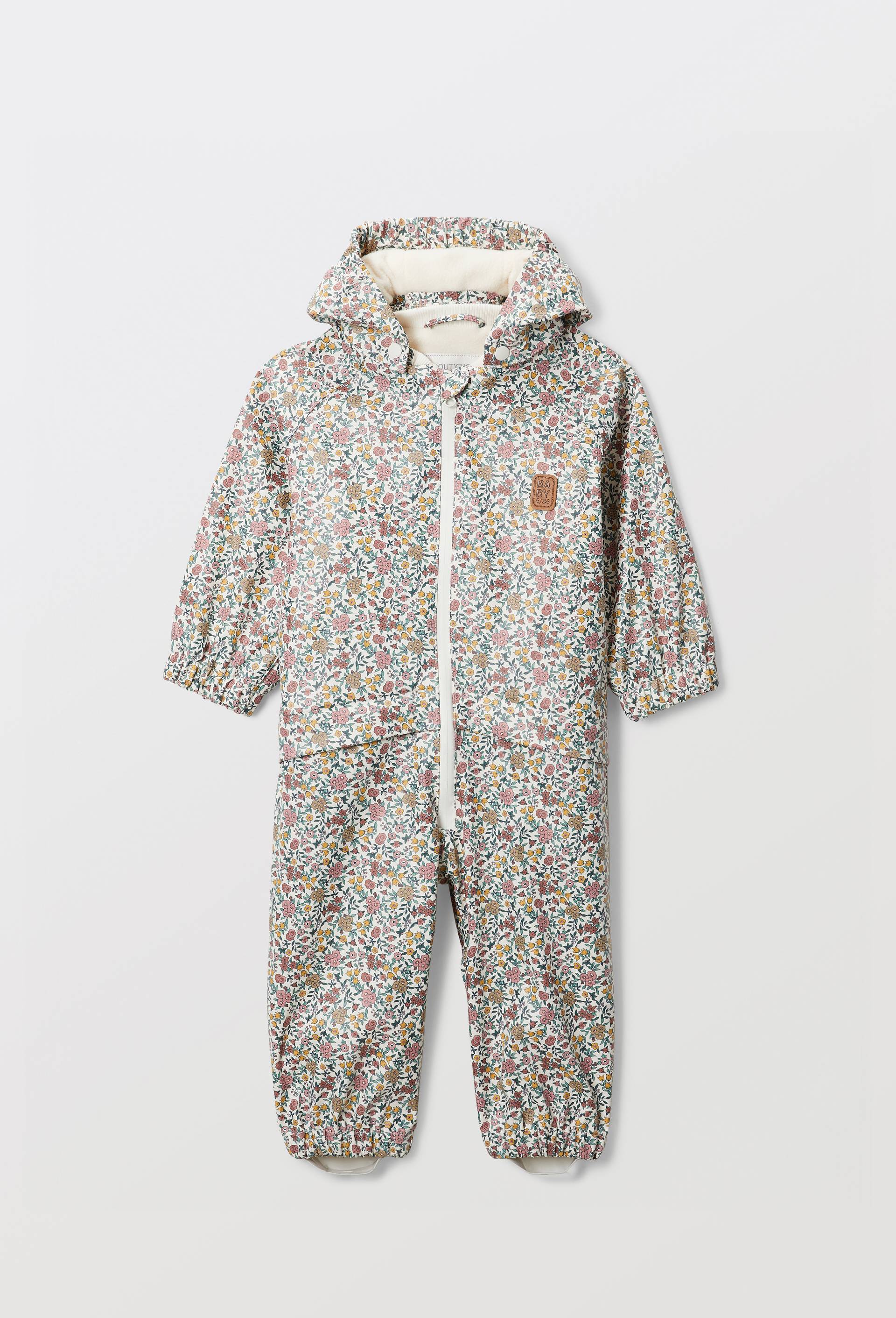 Combinaison de pluie avec capuche amovible imprim&eacute;e, Beige clair, large image number 0
