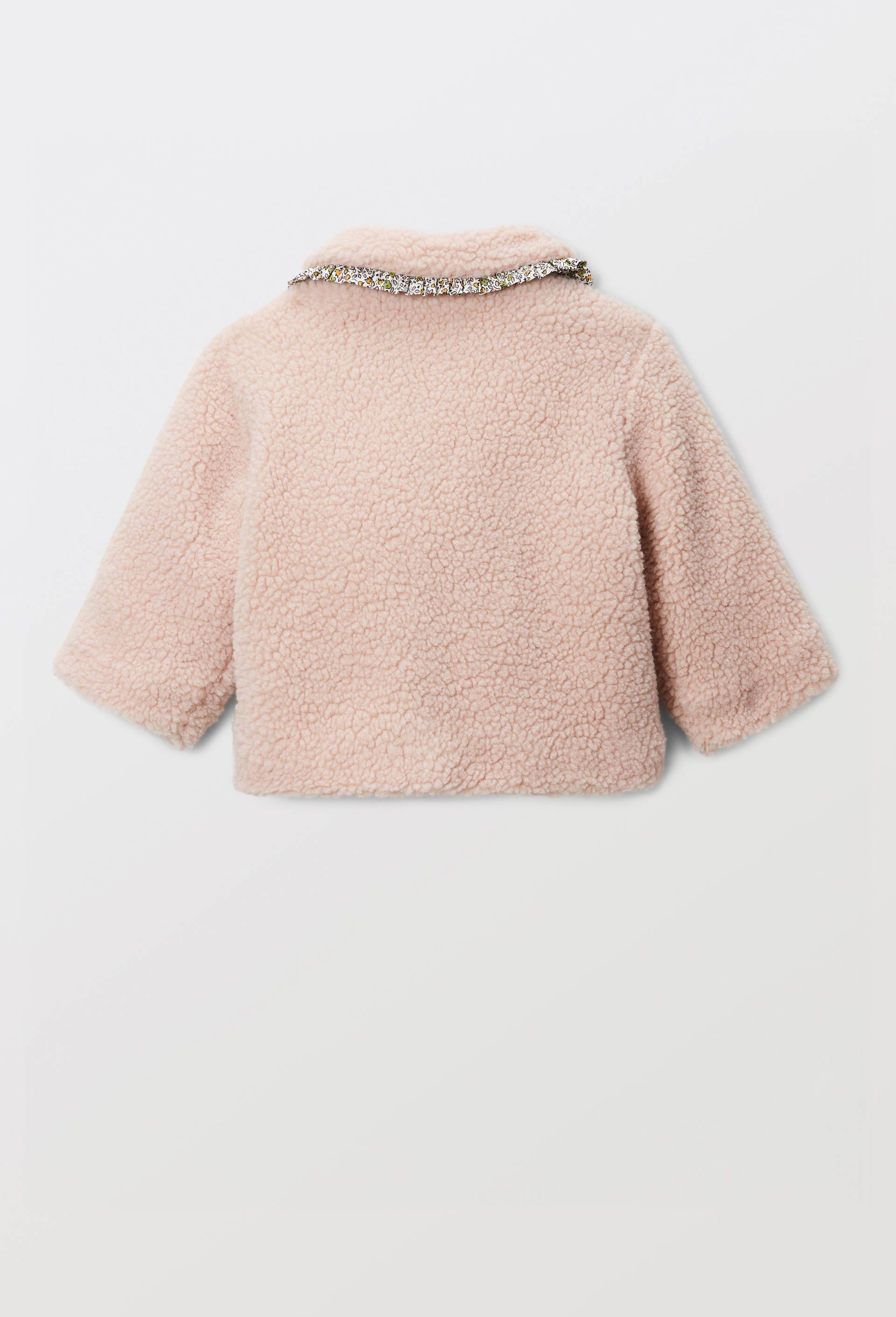 Veste en sherpa uni col brod&eacute;, Rose clair, large image number 1.0
