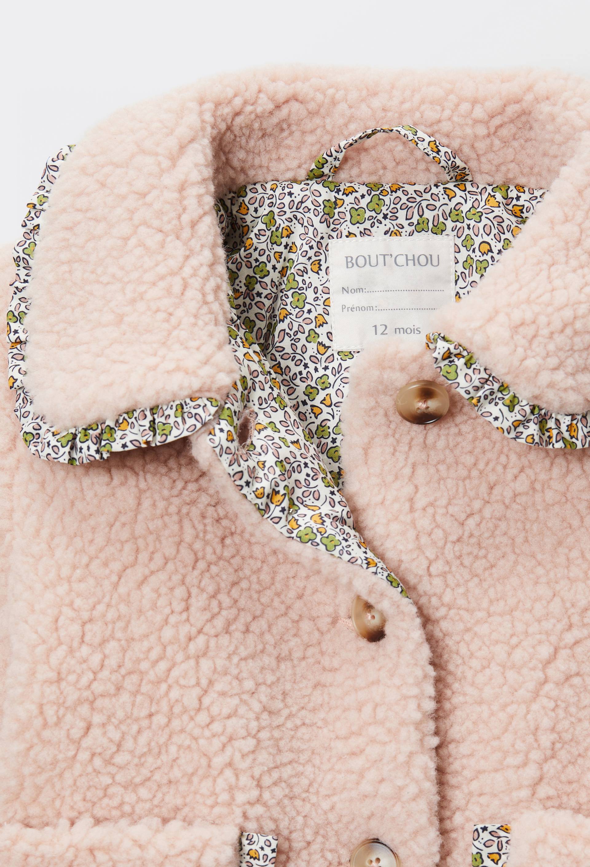 Veste en sherpa uni col brod&eacute;, Rose clair, large image number 2