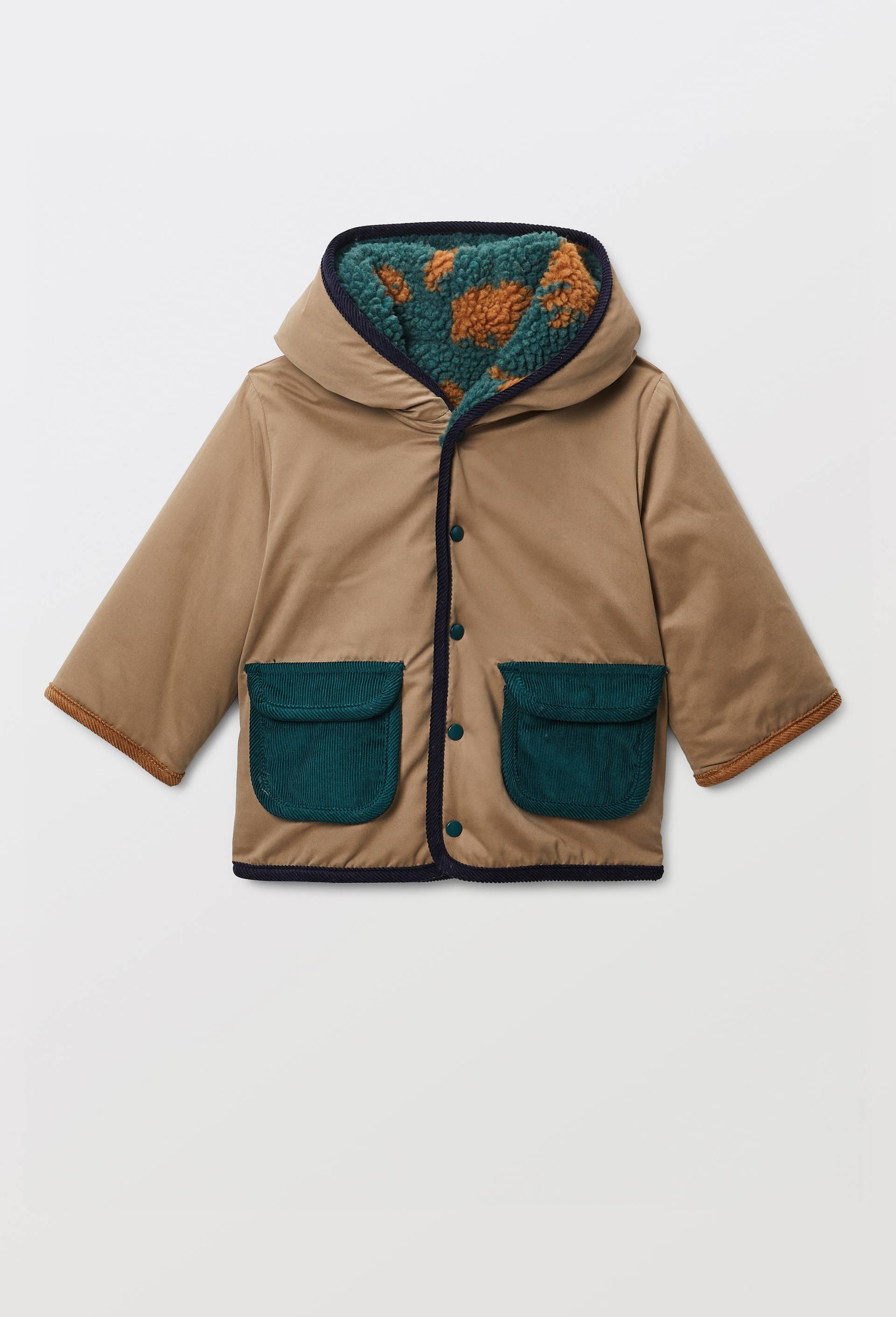 Parka &agrave; capuche r&eacute;versible, Brun clair, large image number 0