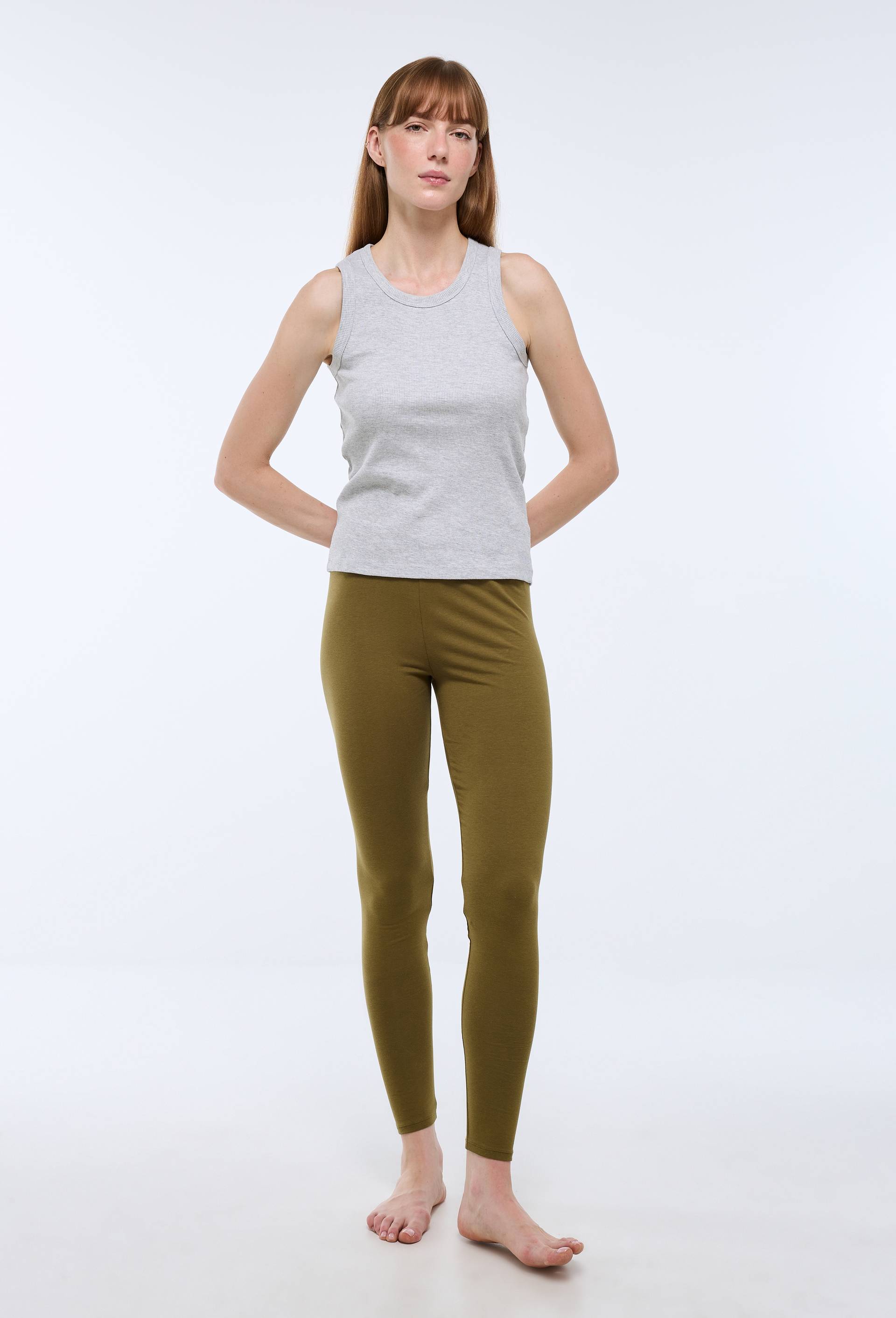 Legging uni en coton BIO GOTS, Vert fonc&eacute;, large image number 0.0