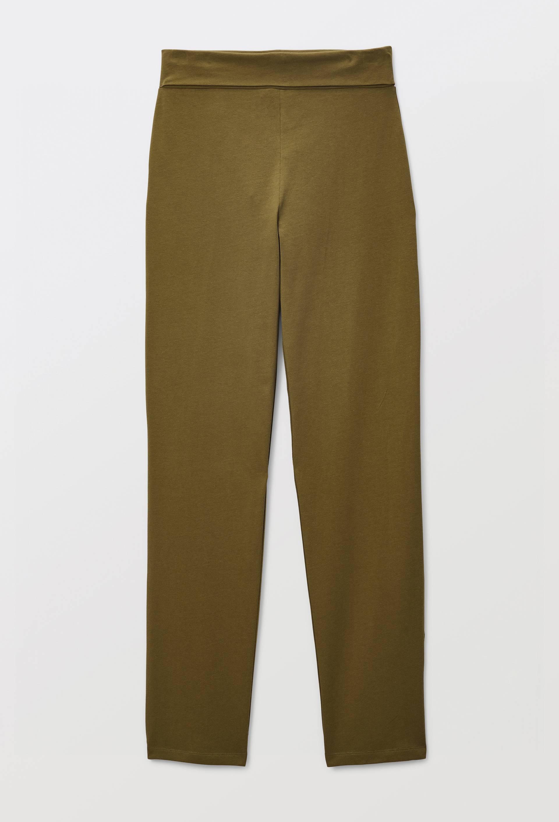 Pantalon droit uni en coton BIO GOTS, Vert fonc&eacute;, large image number 2.0