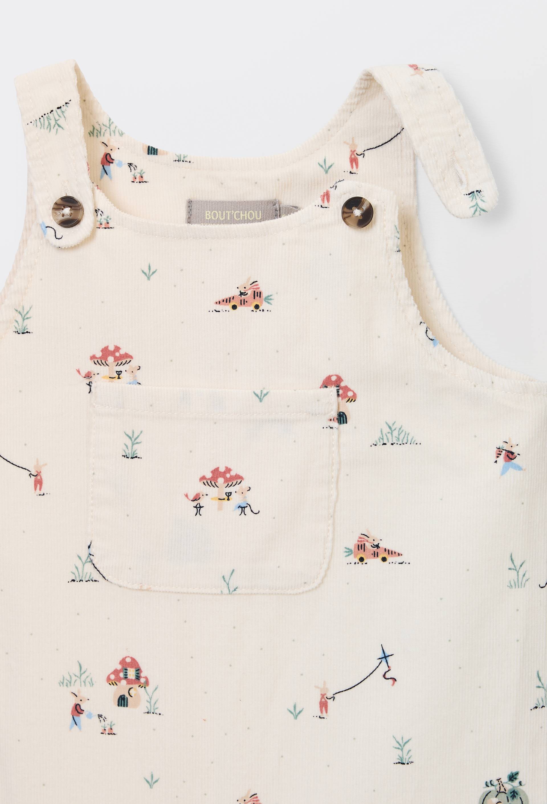 Salopette velours en coton GOTS, Beige clair, large image number 2.0