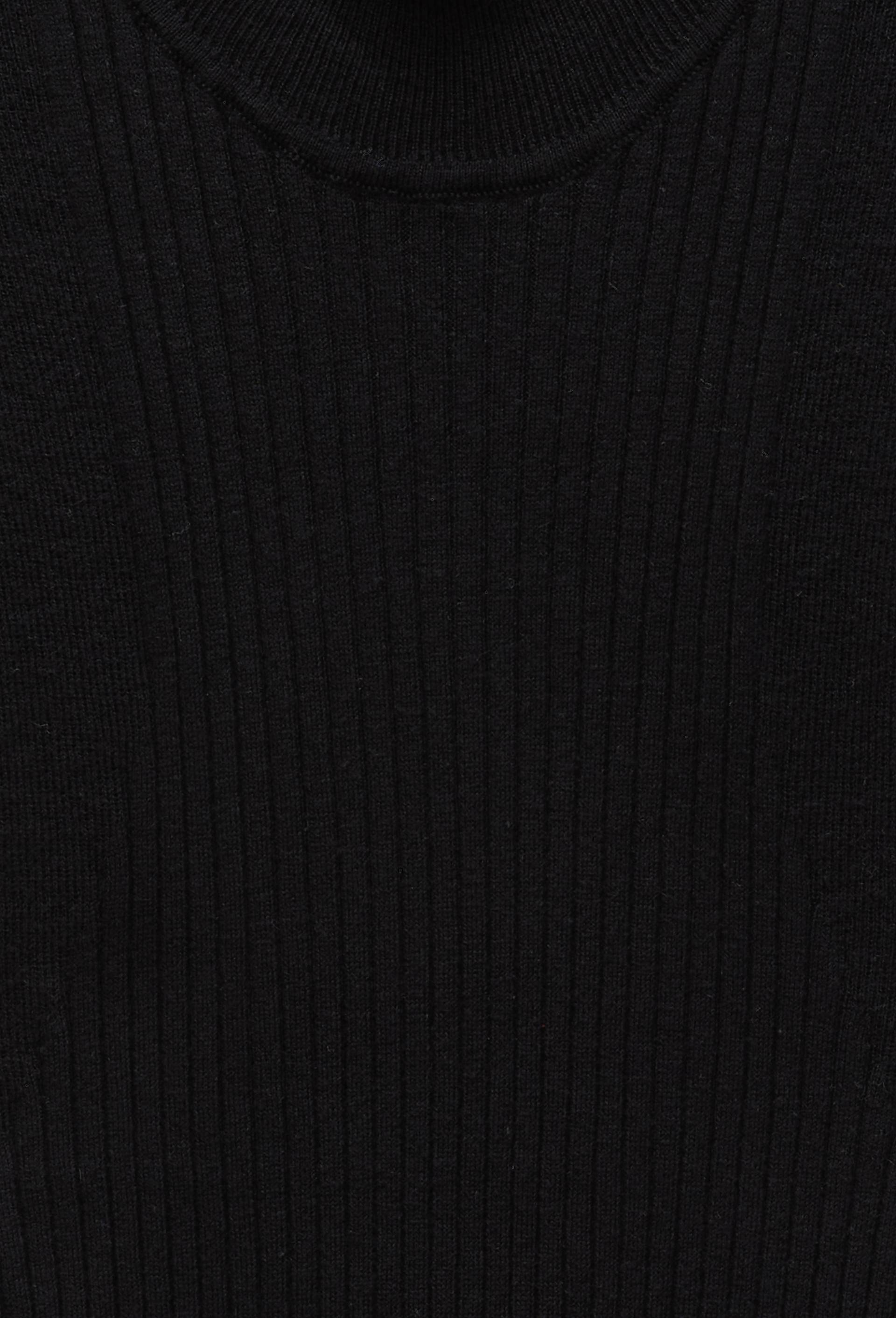 Pull sans manche &agrave; c&ocirc;tes uni en coton et cachemire m&eacute;lang&eacute;s, Noir, large image number 4
