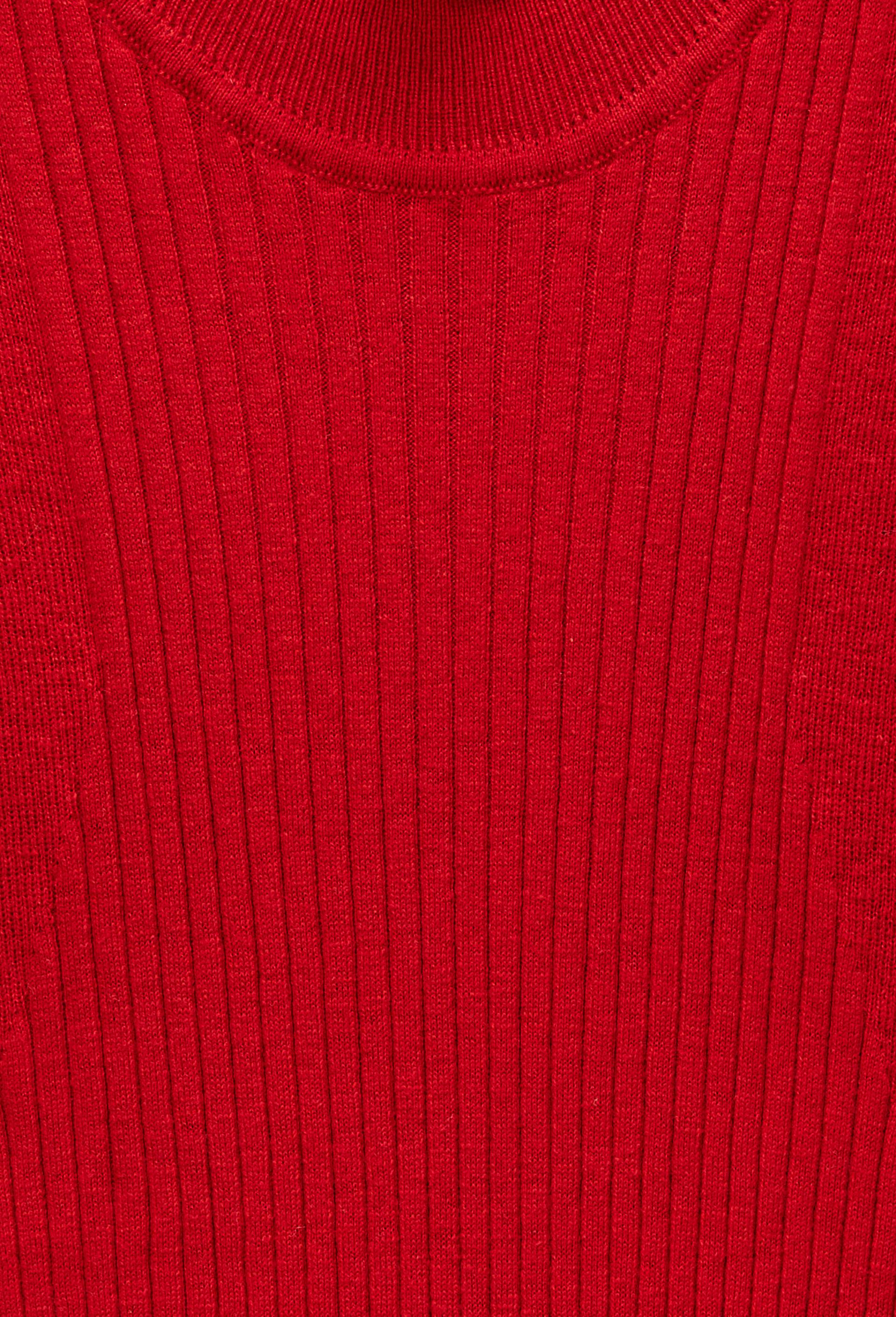 Pull sans manche &agrave; c&ocirc;tes uni en coton et cachemire m&eacute;lang&eacute;s, Rouge, large image number 4.0