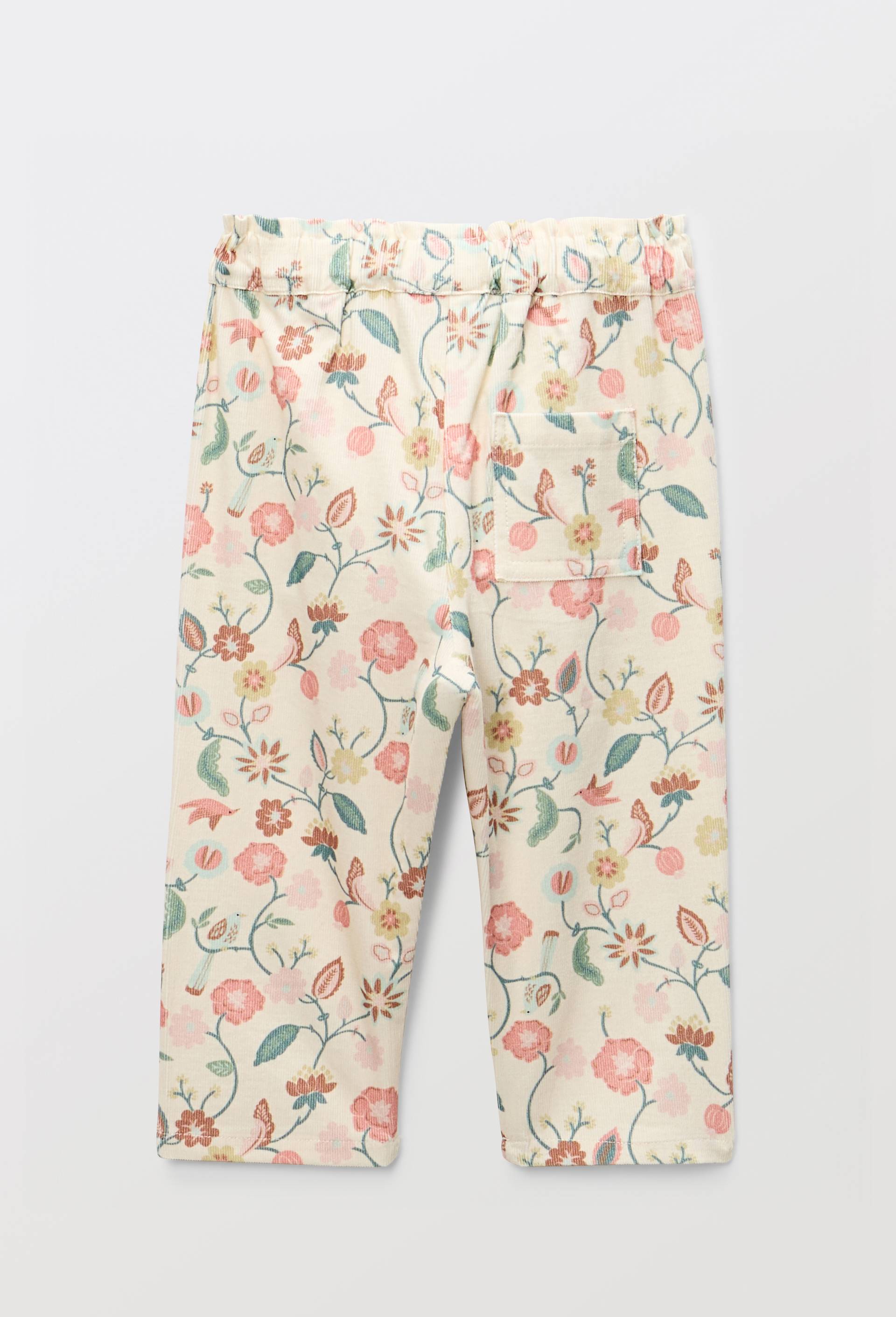 Pantalon taille &eacute;lastique en velours imprim&eacute; doubl&eacute; en coton BIO GOTS, Beige clair, large image number 2.0