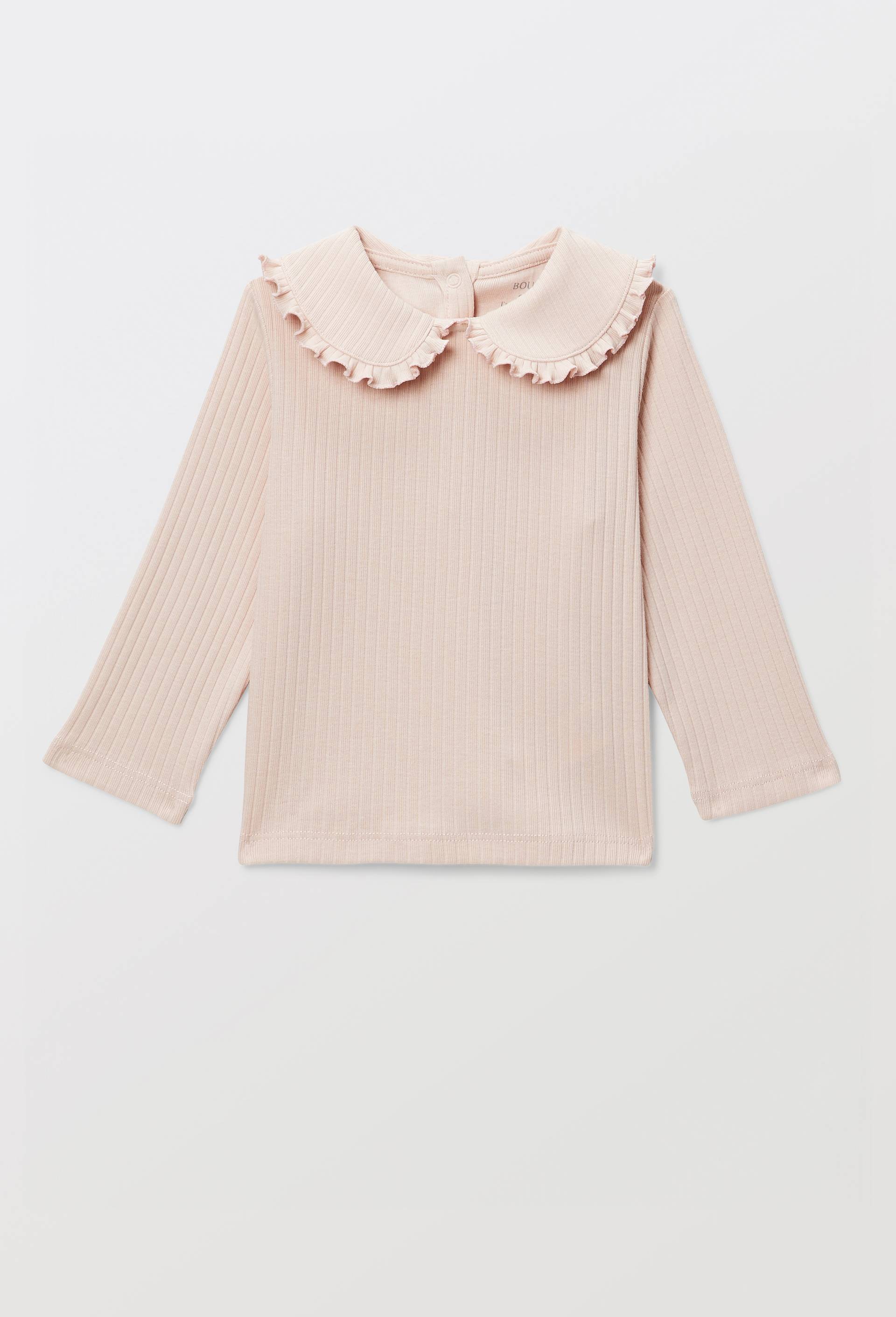 Blouse unie grand col brod&eacute; en coton BIO GOTS, Rose clair, swatch image