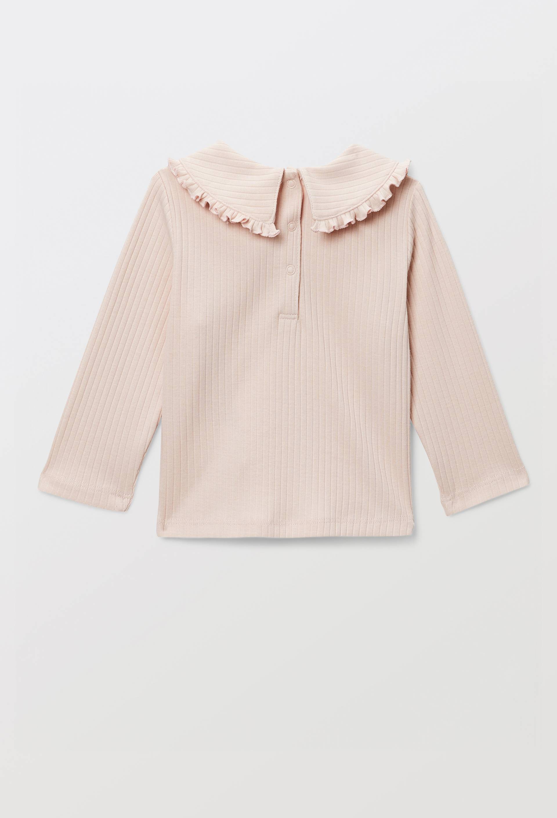 Blouse unie grand col brod&eacute; en coton BIO GOTS, Rose clair, large image number 2.0