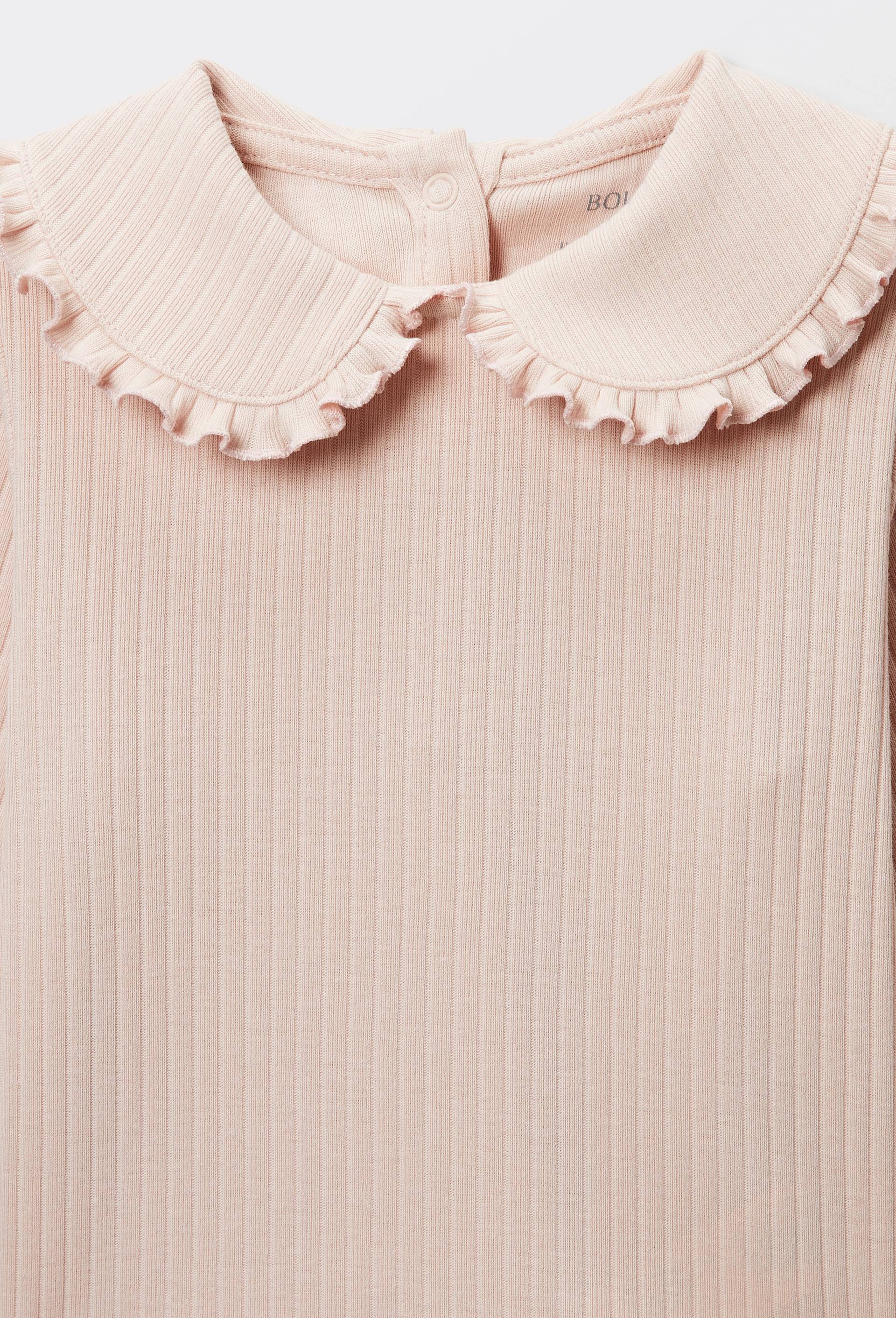 Blouse unie grand col brod&eacute; en coton BIO GOTS, Rose clair, large image number 3.0