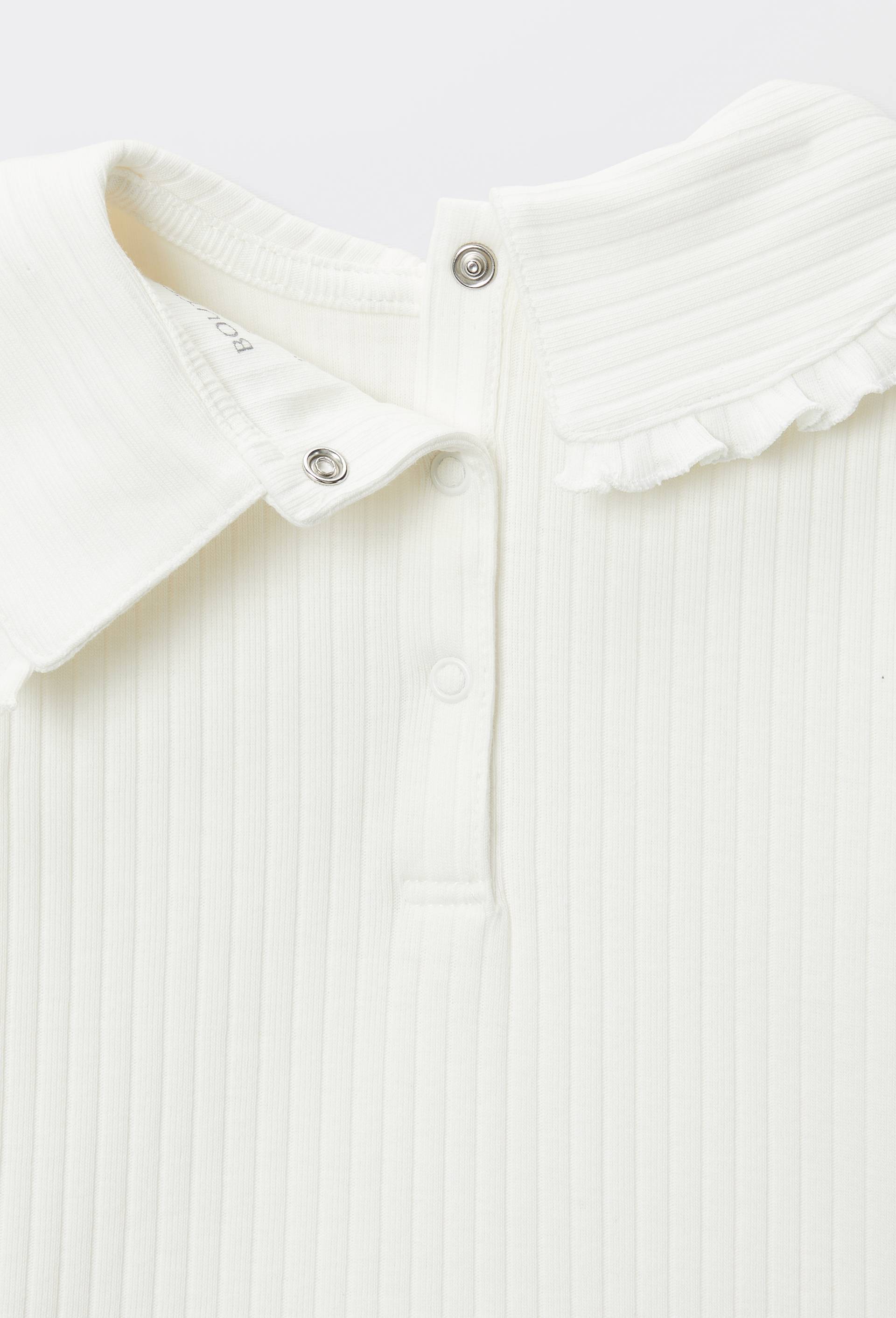 Blouse unie grand col brod&eacute; en coton BIO GOTS, Ecru, large image number 2