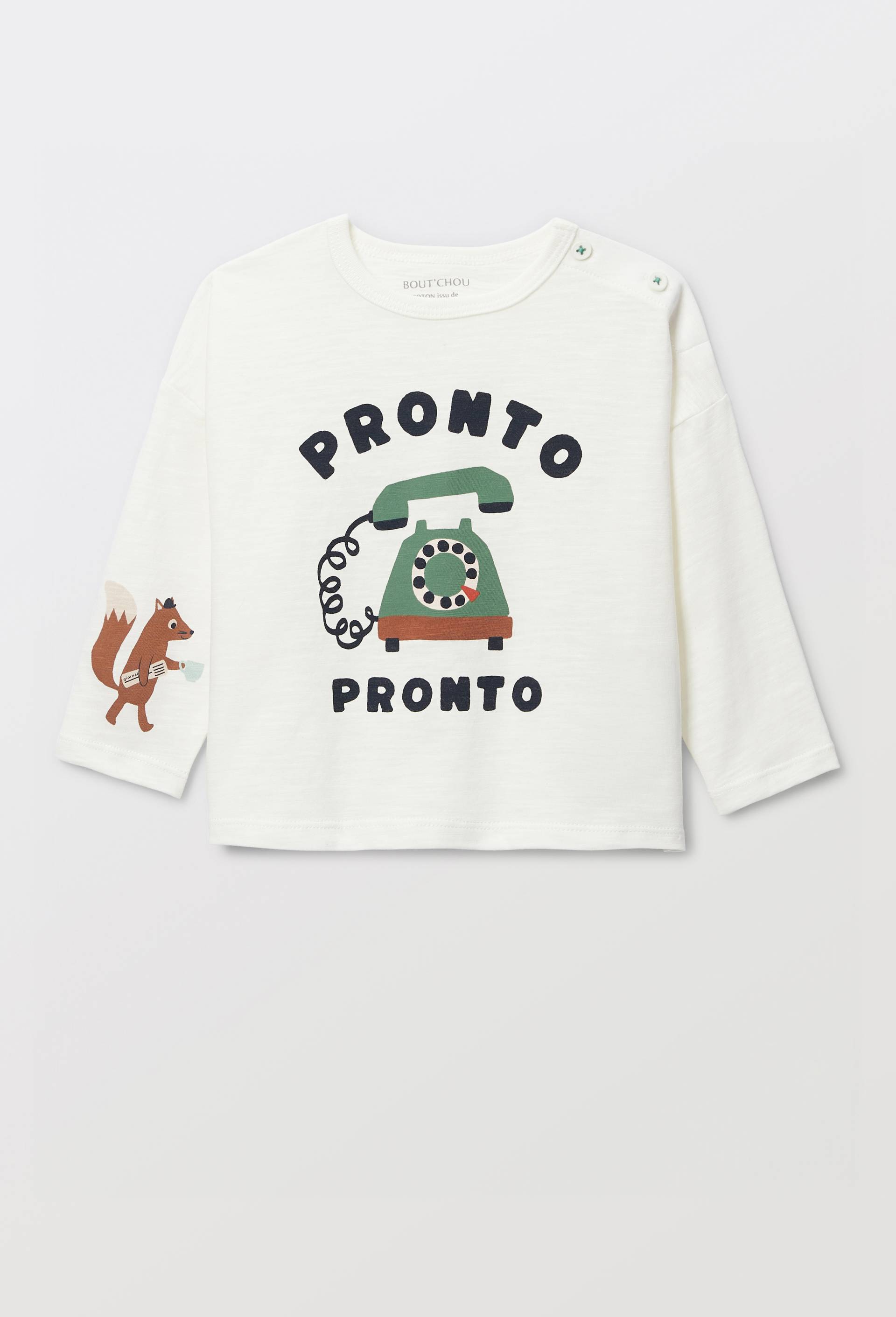 T-shirt manches courtes imprim&eacute; en coton BIO GOTS, Beige clair, large image number 0