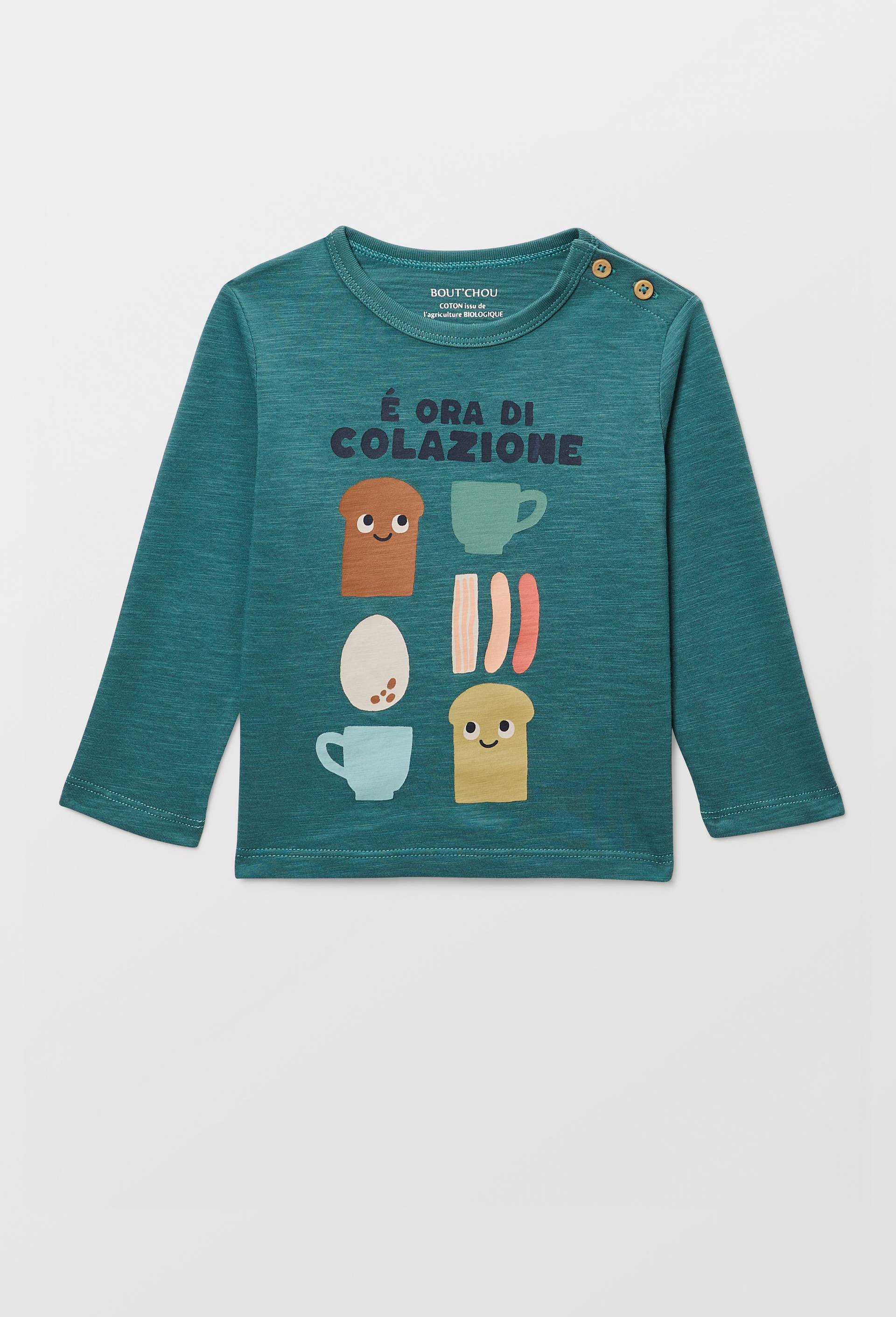 T-shirt manches longues imprim&eacute; en coton BIO GOTS, Vert fonc&eacute;, large image number 0.0