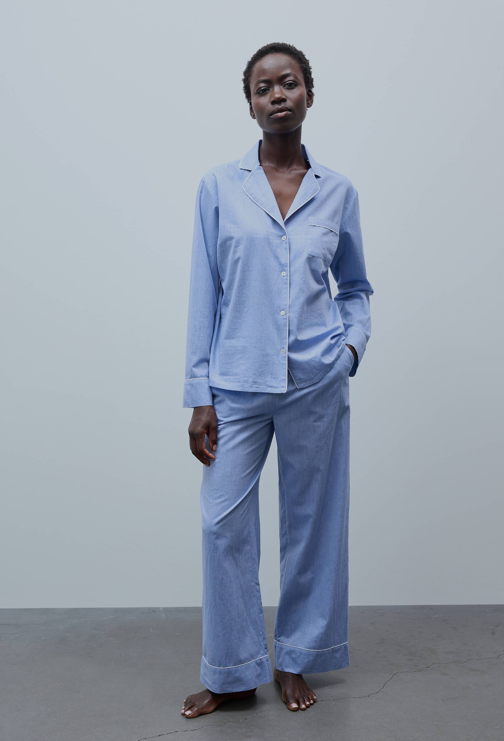Pyjama chambray en coton bio GOTS, Bleu clair, large image number 0