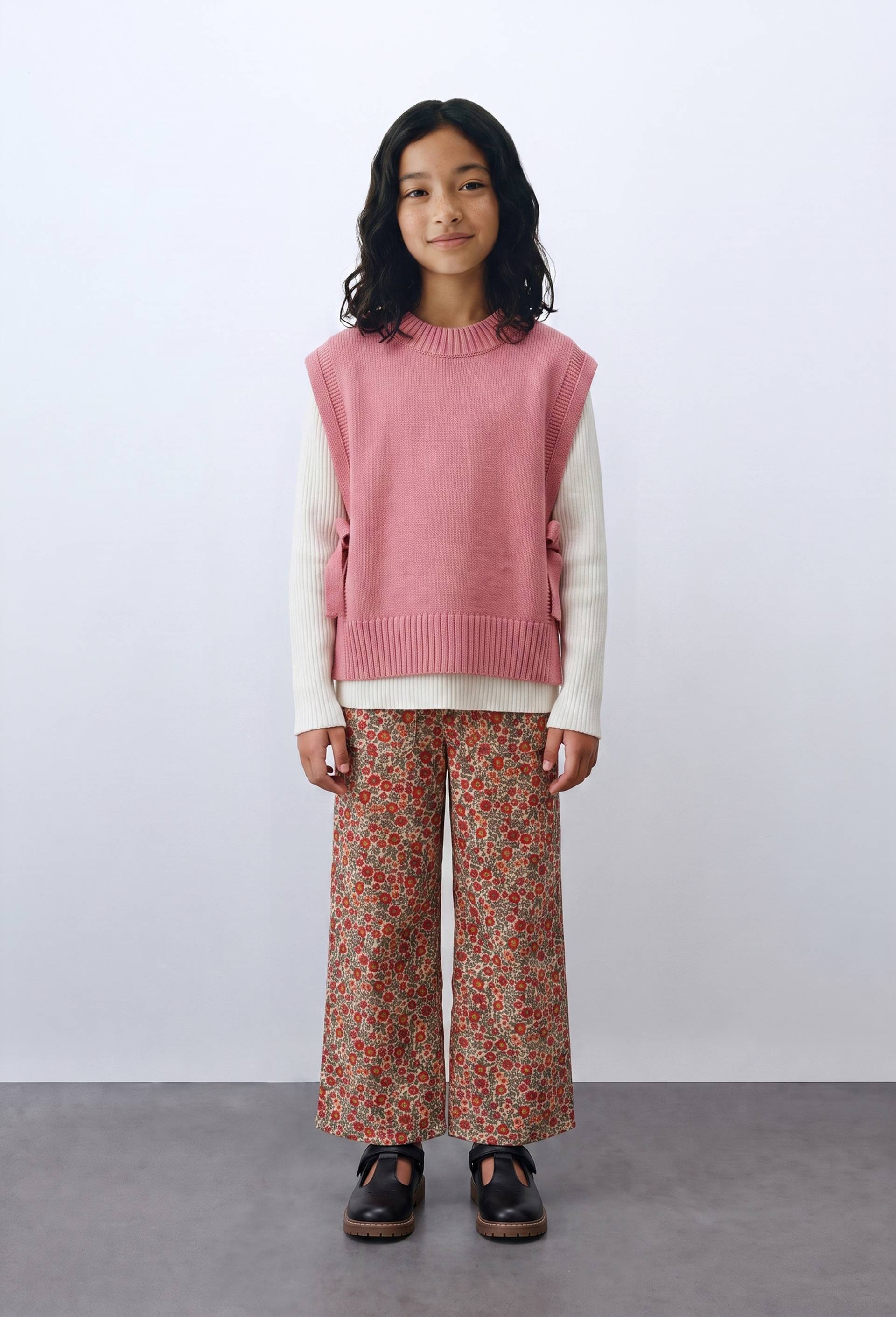 Pull sans manches uni en 100% laine, Rose, large image number 0.0