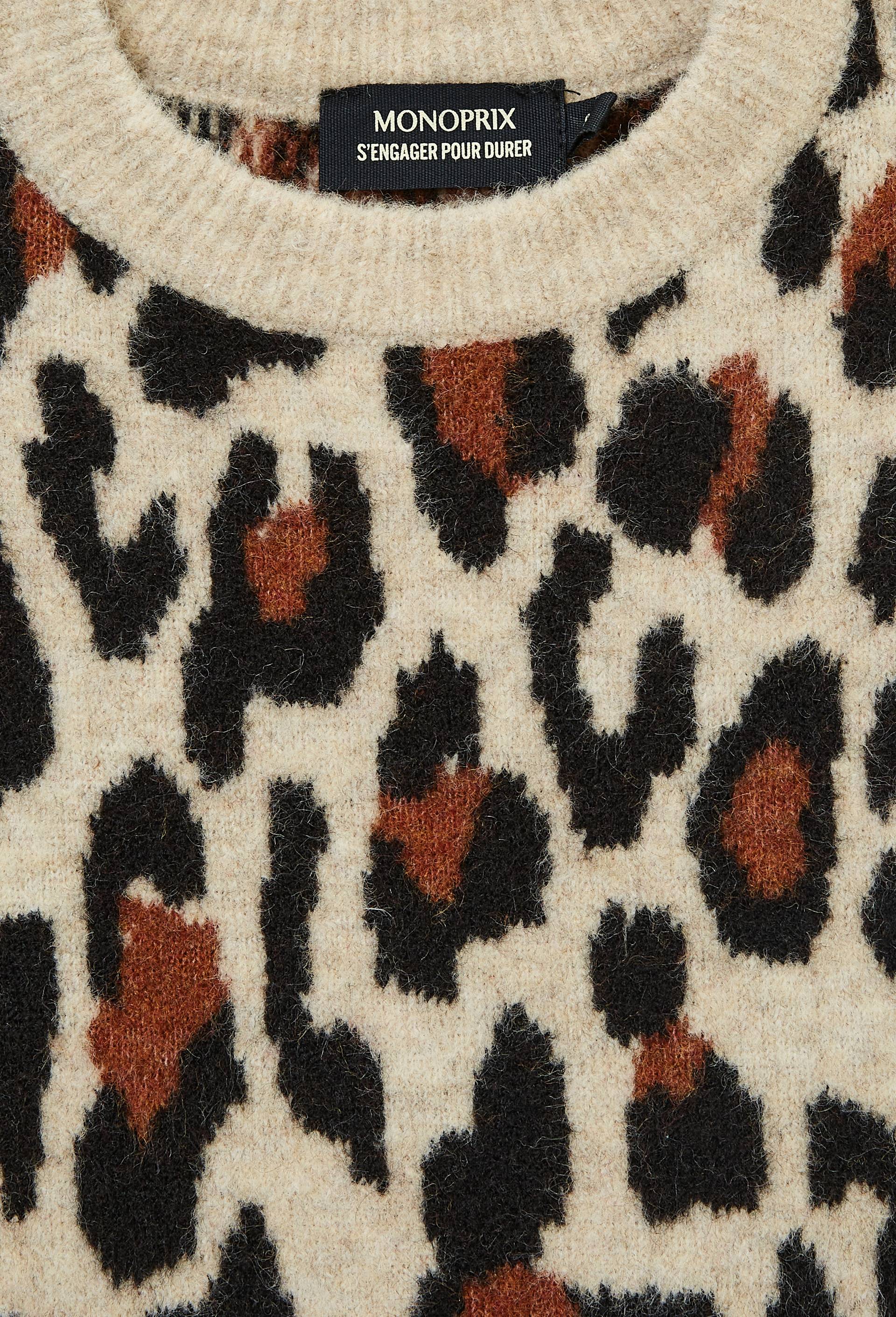Pull jacquard l&eacute;opard, Or, large image number 2