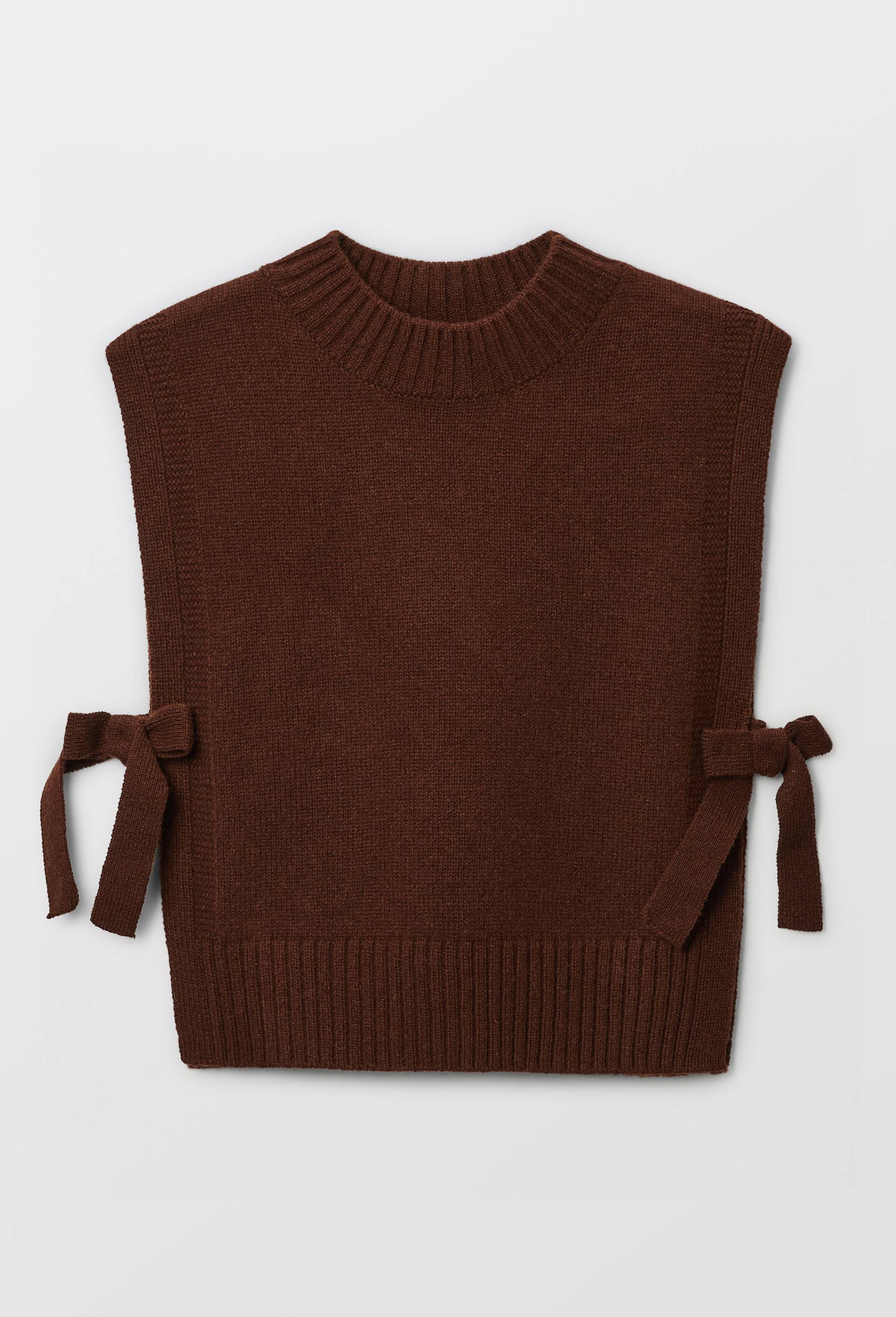 Pull sans manches uni en 100% laine, Brun, large image number 1