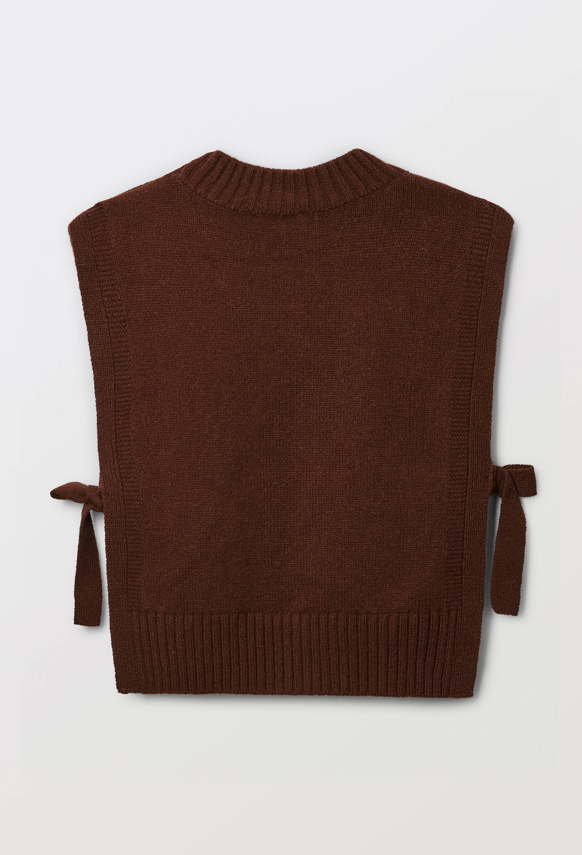 Pull sans manches uni en 100% laine, Brun, large image number 2