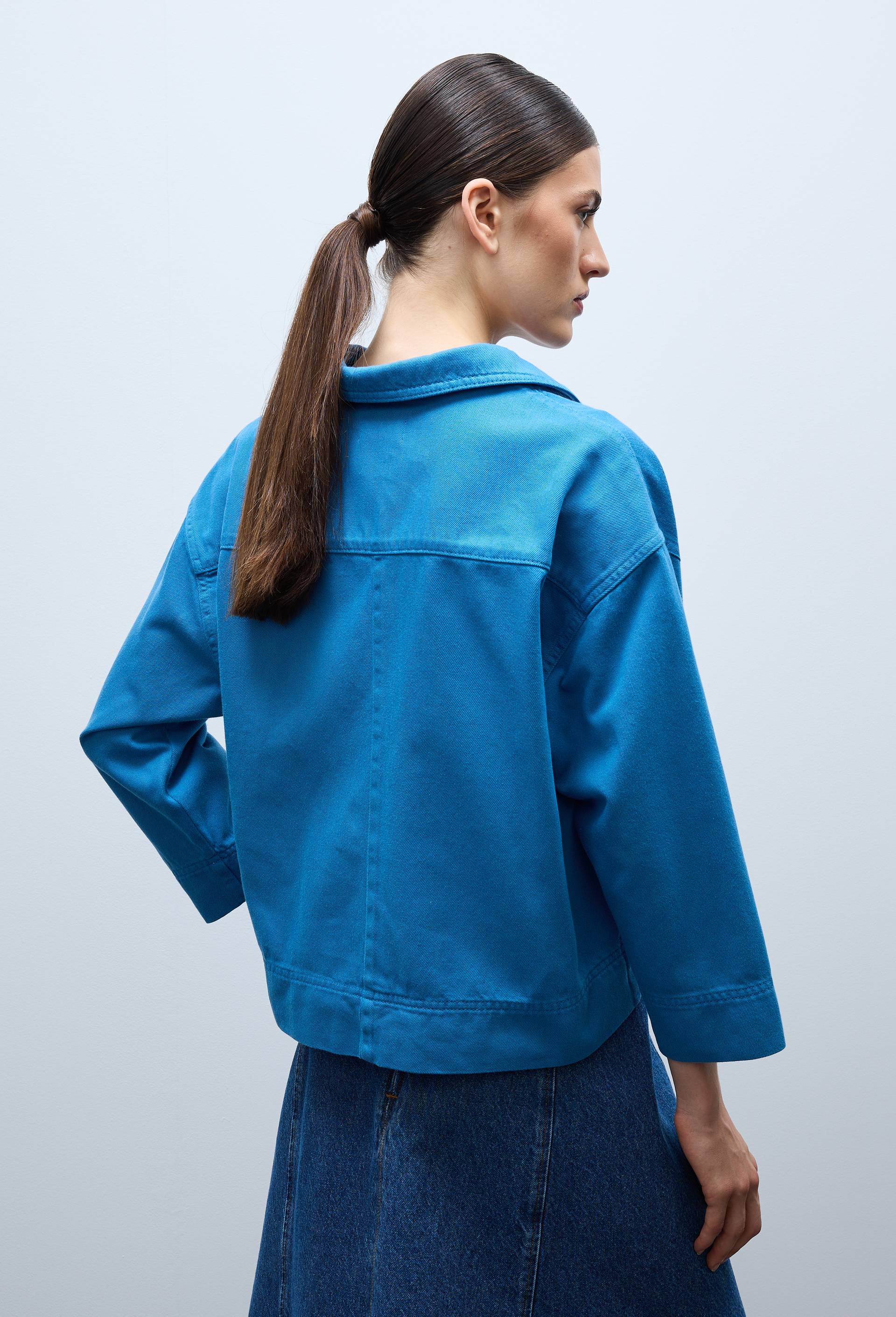 Chemise manches trois quarts en coton, Bleu, large image number 2.0