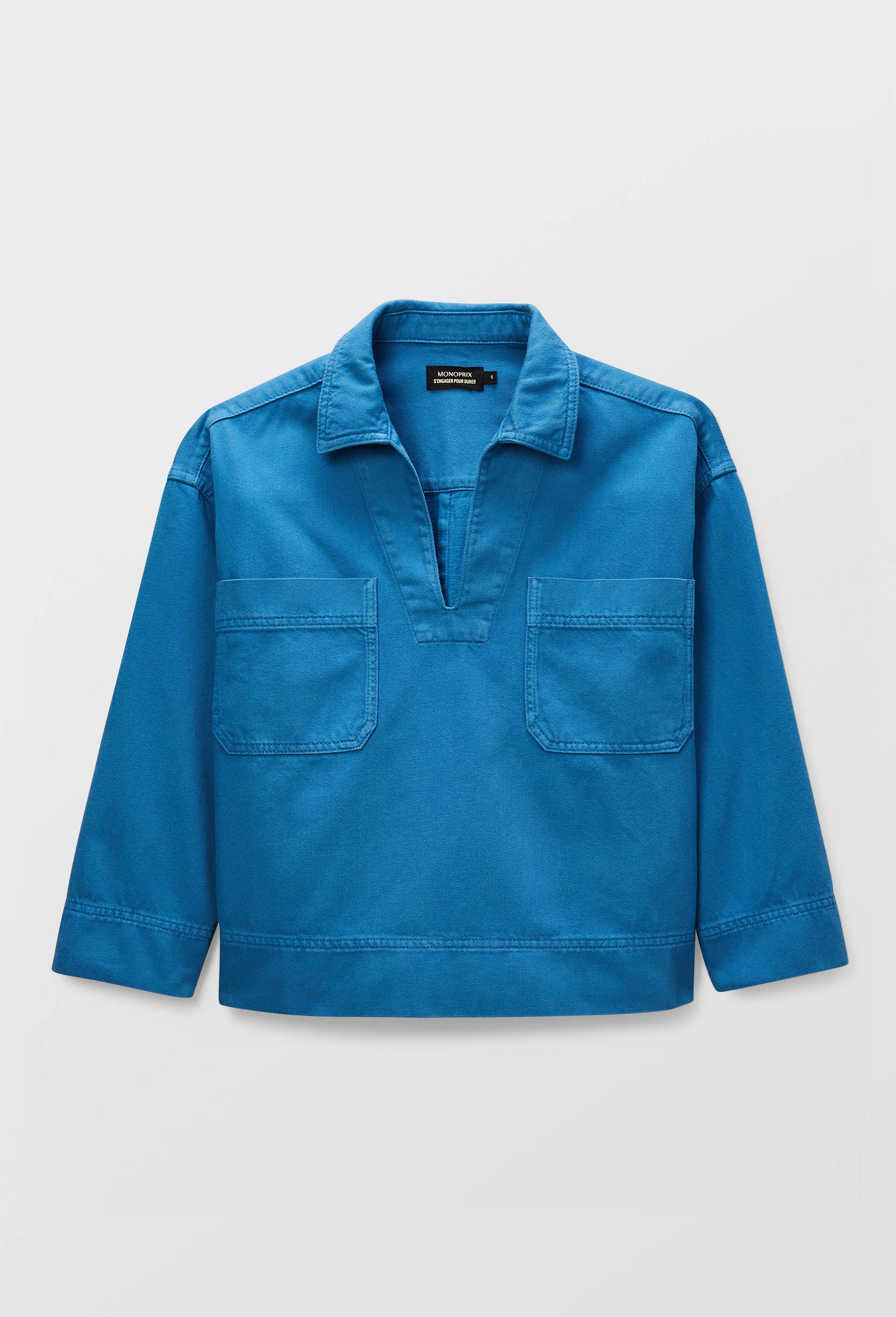 Chemise manches trois quarts en coton, Bleu, large image number 3.0