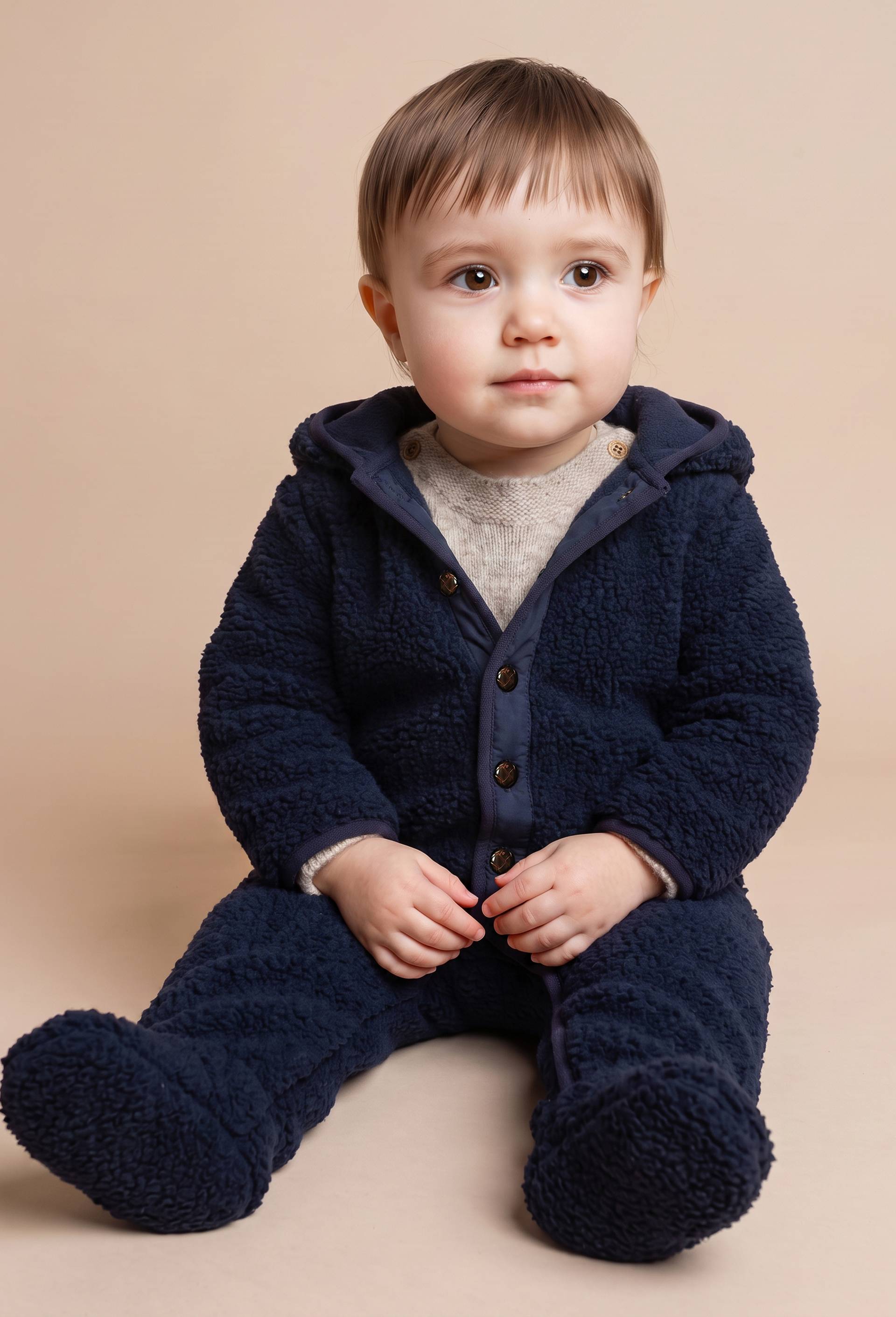 Combinaison pilote en sherpa, Bleu fonc&eacute;, swatch image