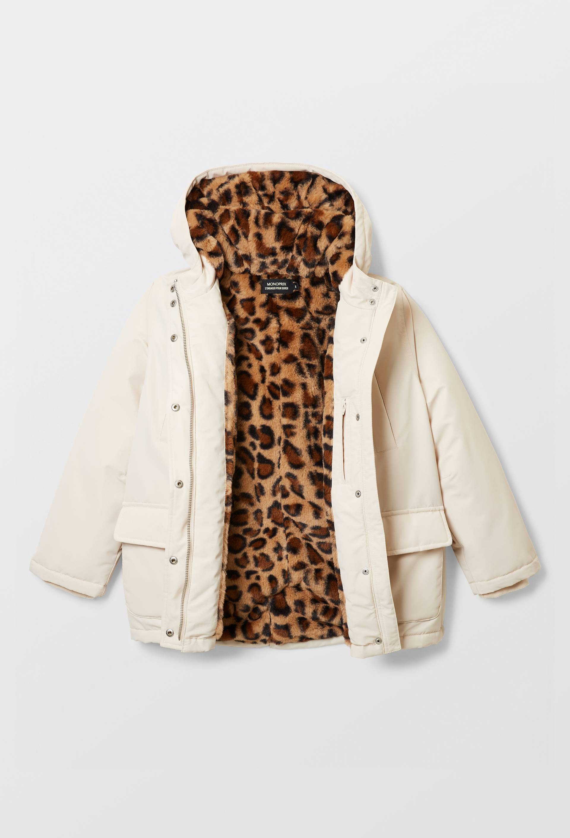 Parka uni imperm&eacute;able fourr&eacute;e &agrave; capuche, Beige clair, large image number 2