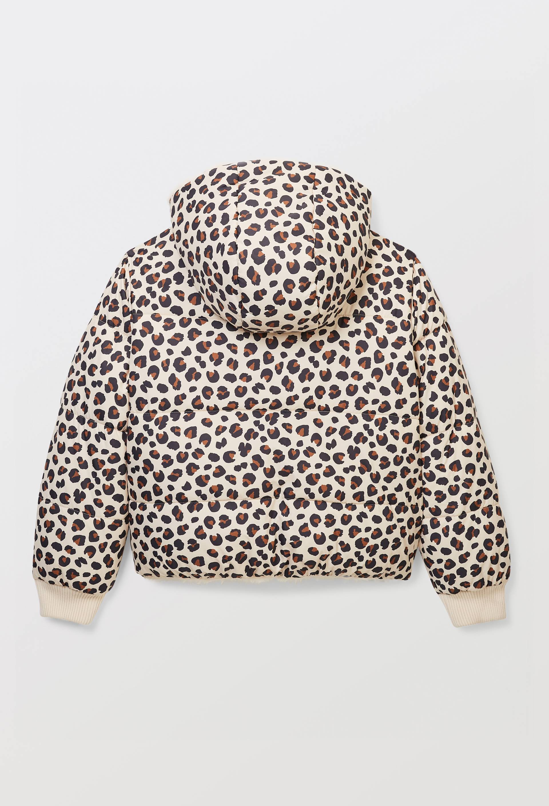 Doudoune &agrave; capuche r&eacute;versible imprim&eacute; leopard, Beige clair, large image number 1