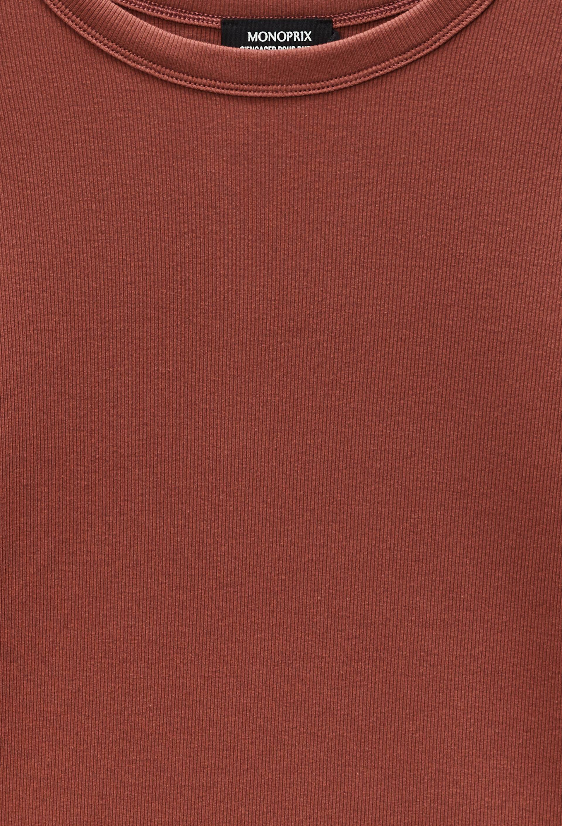 T-shirt &agrave; manches longues c&ocirc;tel&eacute; en coton BIO GOTS, Rouge fonc&eacute;, large image number 4.0