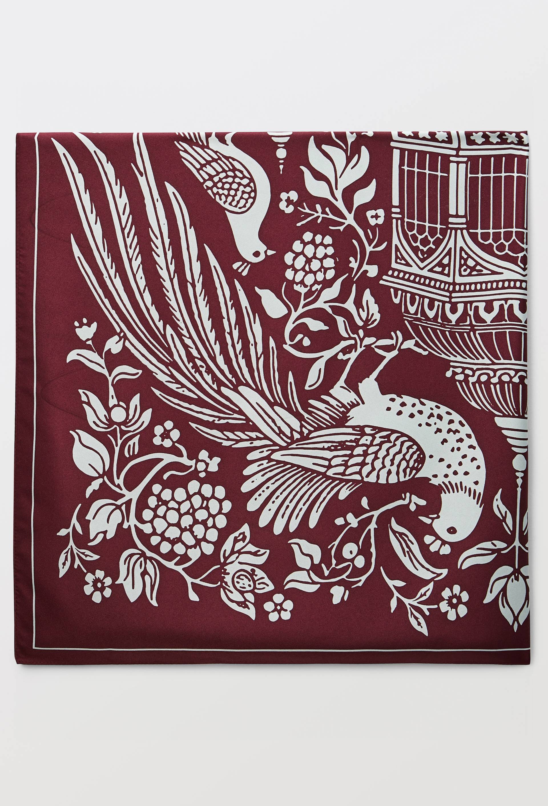 Foulard imprim&eacute;, mati&egrave;re recycl&eacute;e, Rouge fonc&eacute;, large image number 1