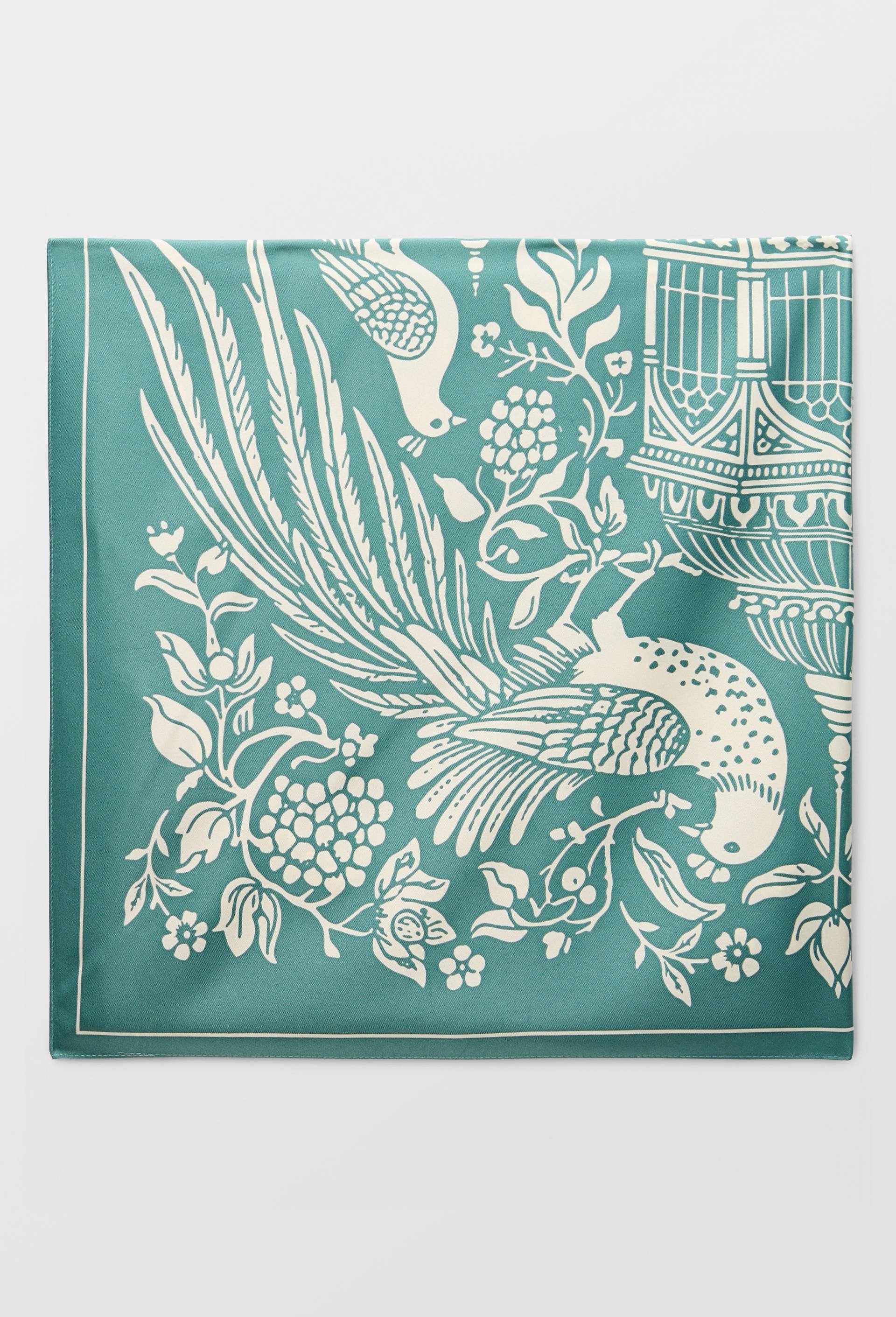 Foulard imprim&eacute;, mati&egrave;re recycl&eacute;e, Vert fonc&eacute;, large image number 2.0