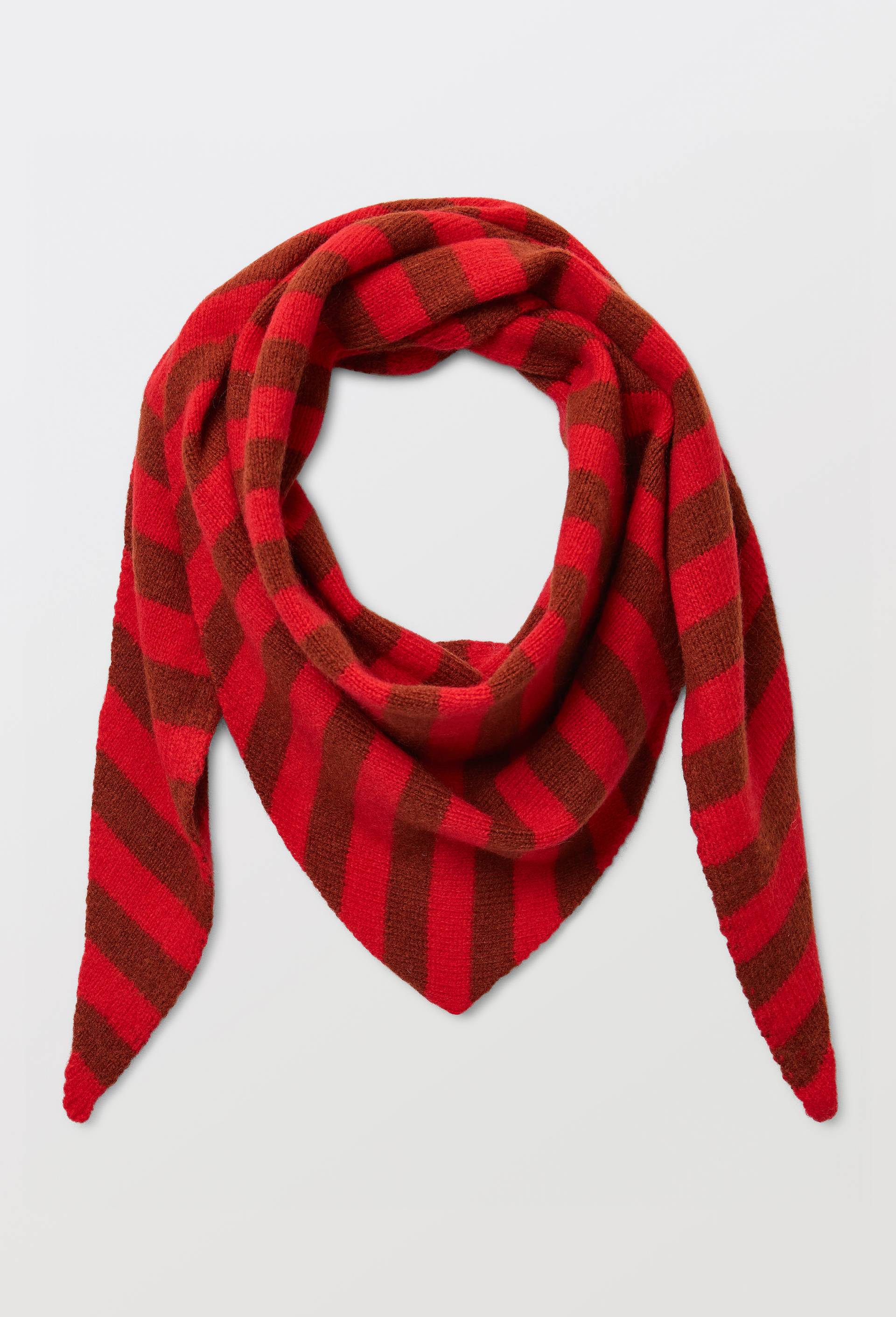 Echarpe triangle &agrave; rayures en laine, Rouge, swatch image