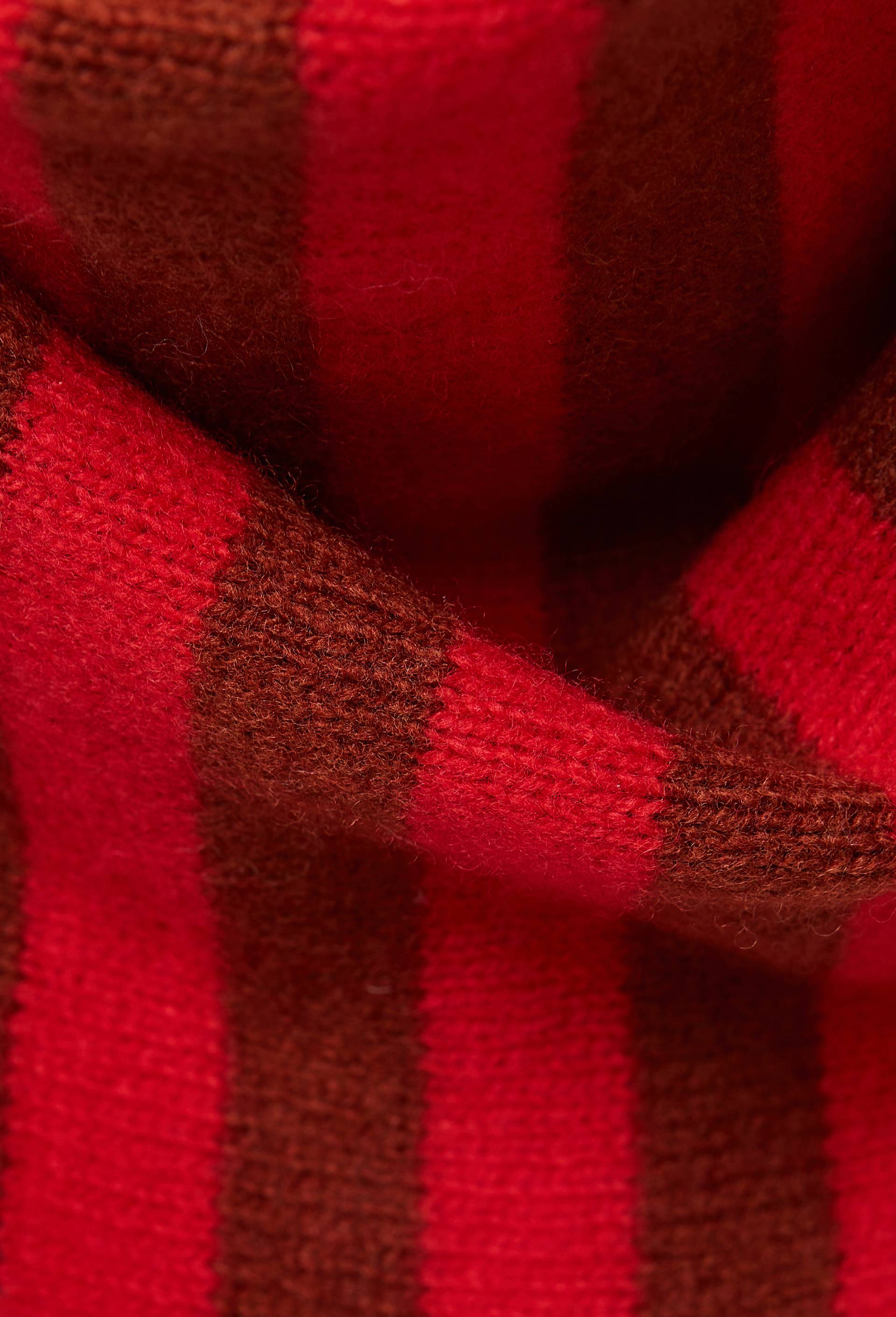 Echarpe triangle &agrave; rayures en laine, Rouge, large image number 1.0
